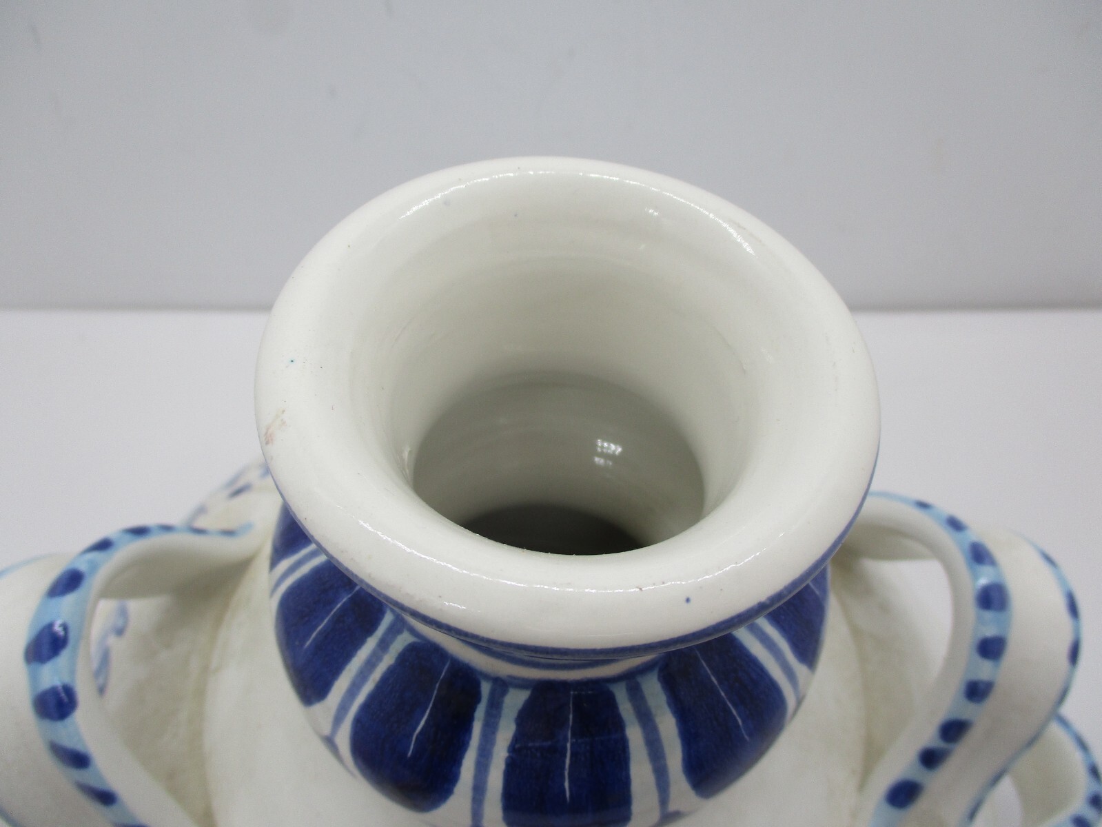 Amazing Pharmacy Apothecary Jar “Aq Mele” Blue and White Hand Painted Deer