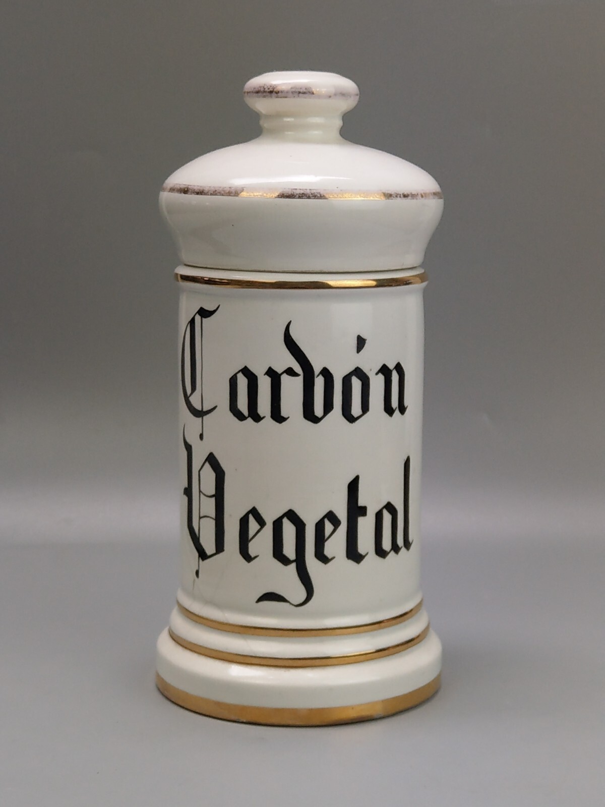 Antique Ceramic Apothecary Chemist Storage Jar Carbon Vegetal