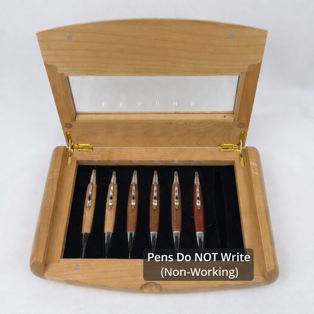VTG Bayer Pharmaceutical Advertising Desk Display Wood Pen Holder Promo