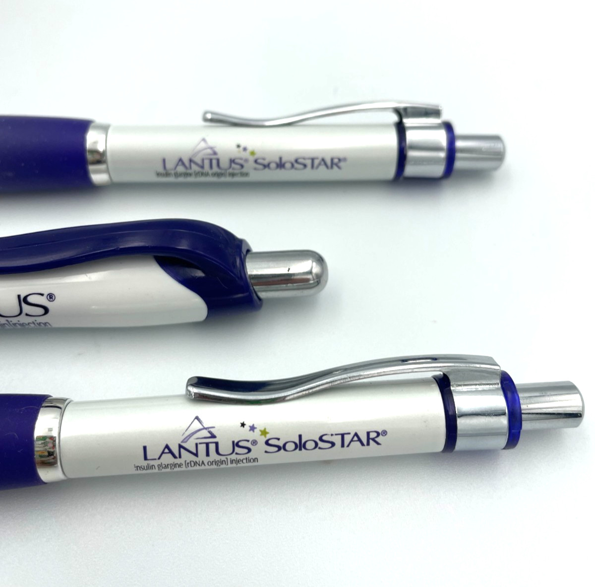 Lantus SoloSTAR Drug Rep Pen Lot of 3 VTG Refillable Pharma Swag Collectibles