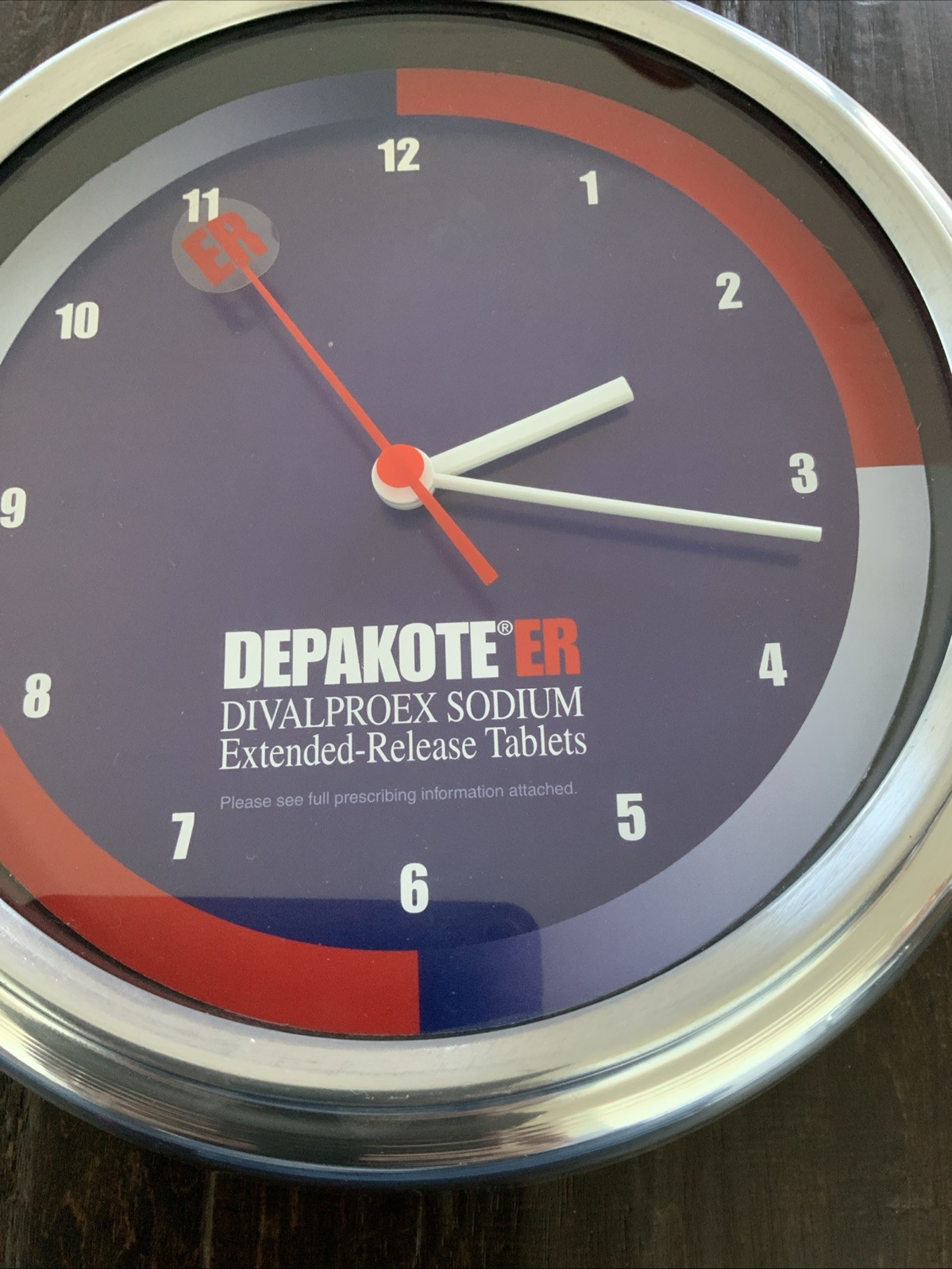 Depakote XR Pharmaceutical Collectible Wall Clock 10in Drug Rep Tested Working