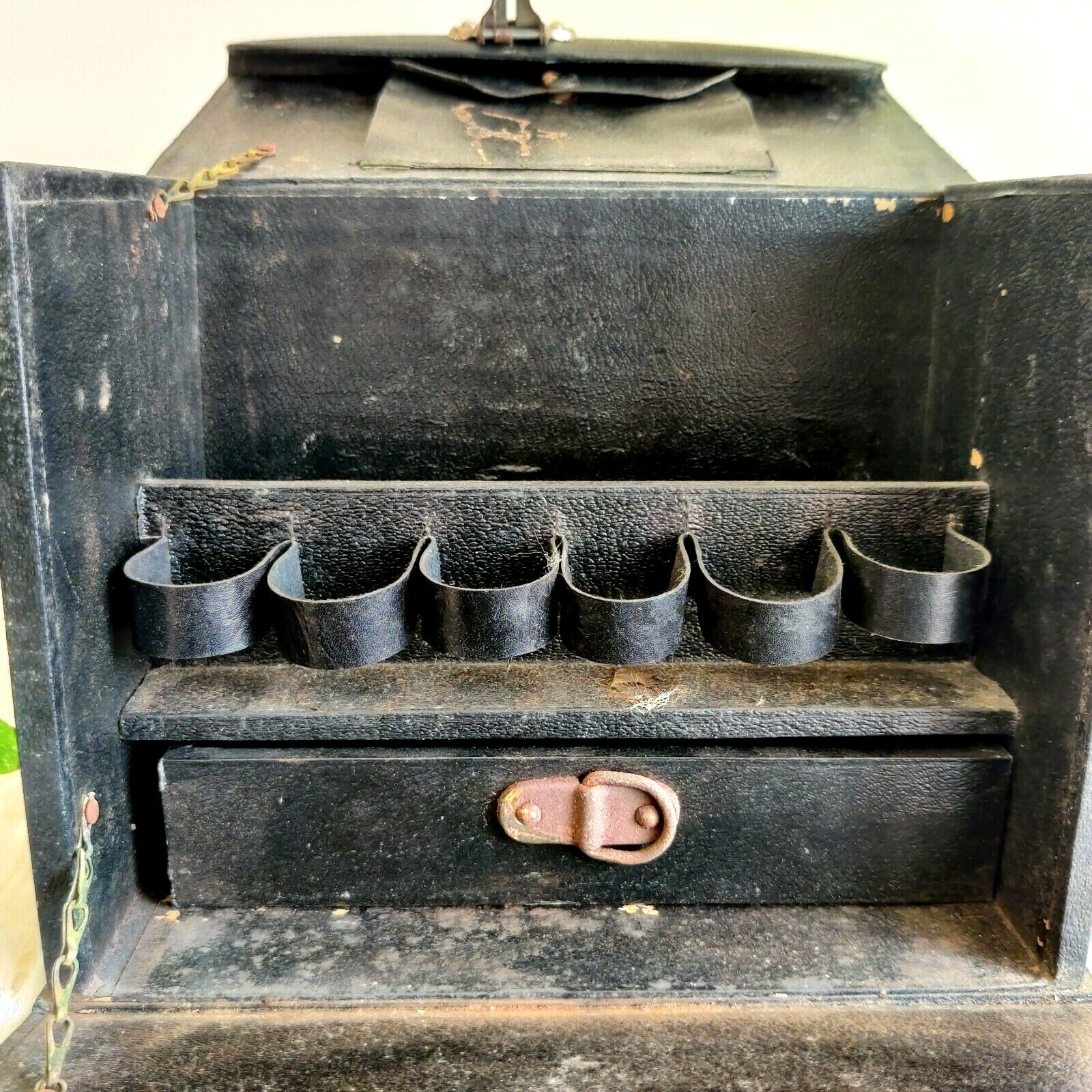 Vintage Partabmull Gobindram Wood Leather Homoeopathic Medicine Case Travel W629