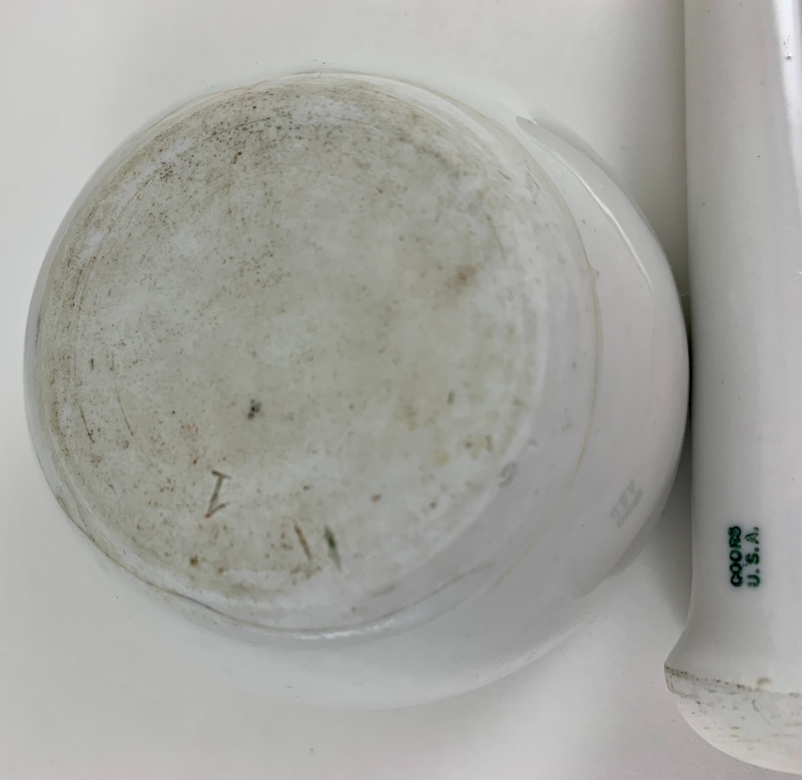 Vintage Older Coors USA Small White Porcelain Lab Mortar and Pestle