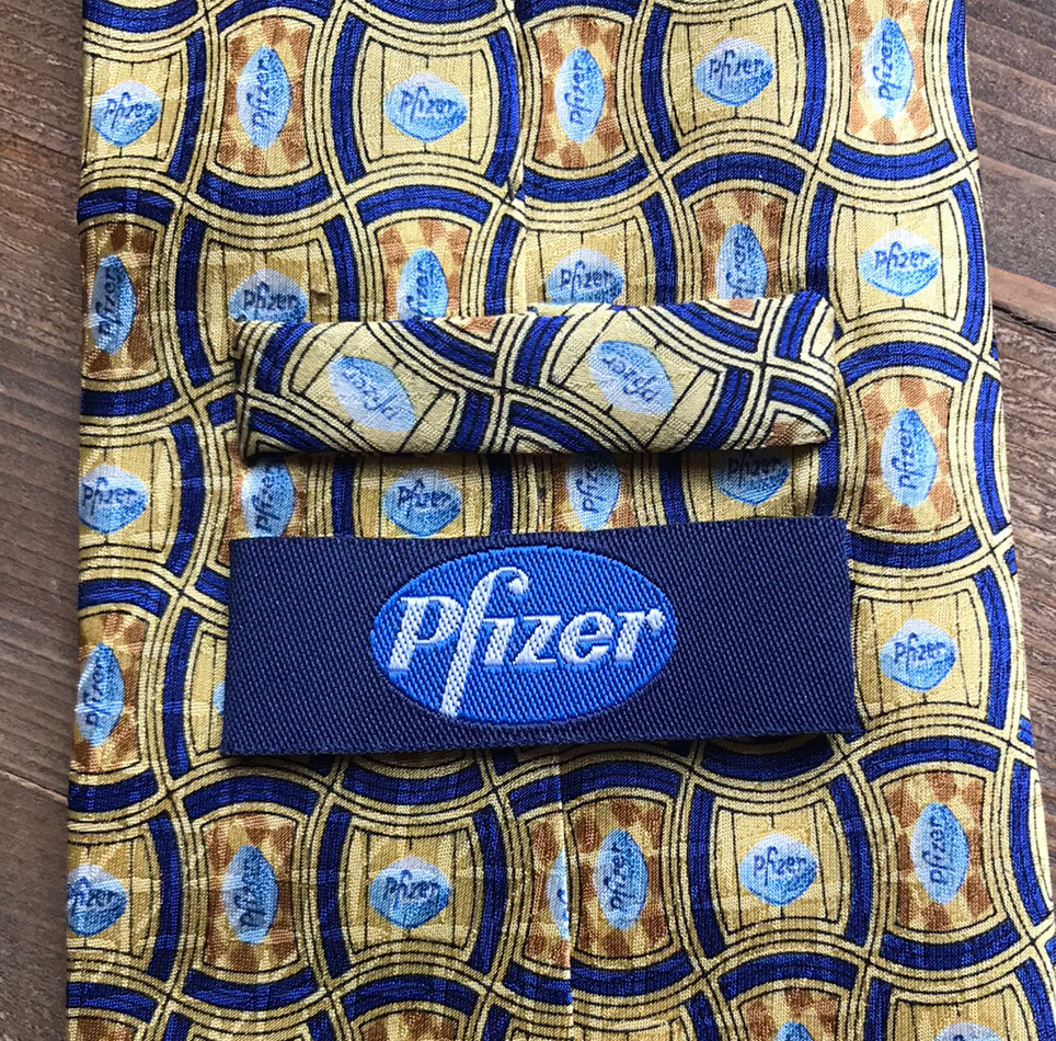 PFIZER VIAGRA TIE PHARMACEUTICAL DRUG REP GOLD BLUE