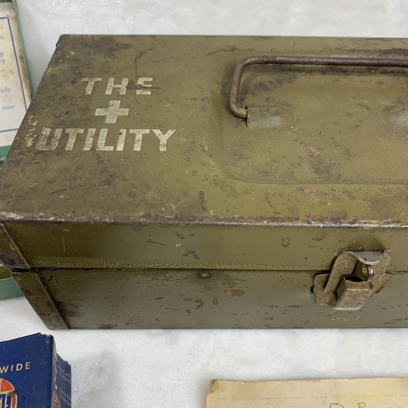 Vintage Medical First Aid Box Kit Green Metal Anahist Acme Johnson Mercurochrome