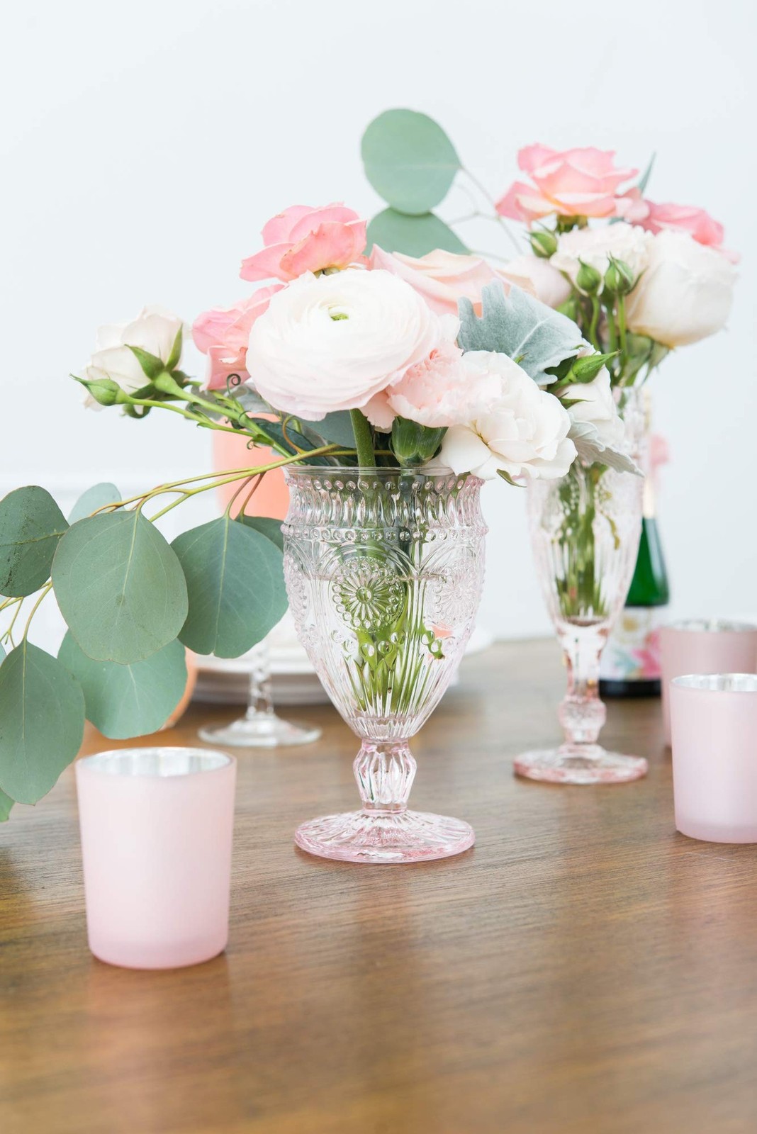 Weddingstar Vintage Inspired Pressed Glass Goblet, Blush Pink, 10 fluid ounces