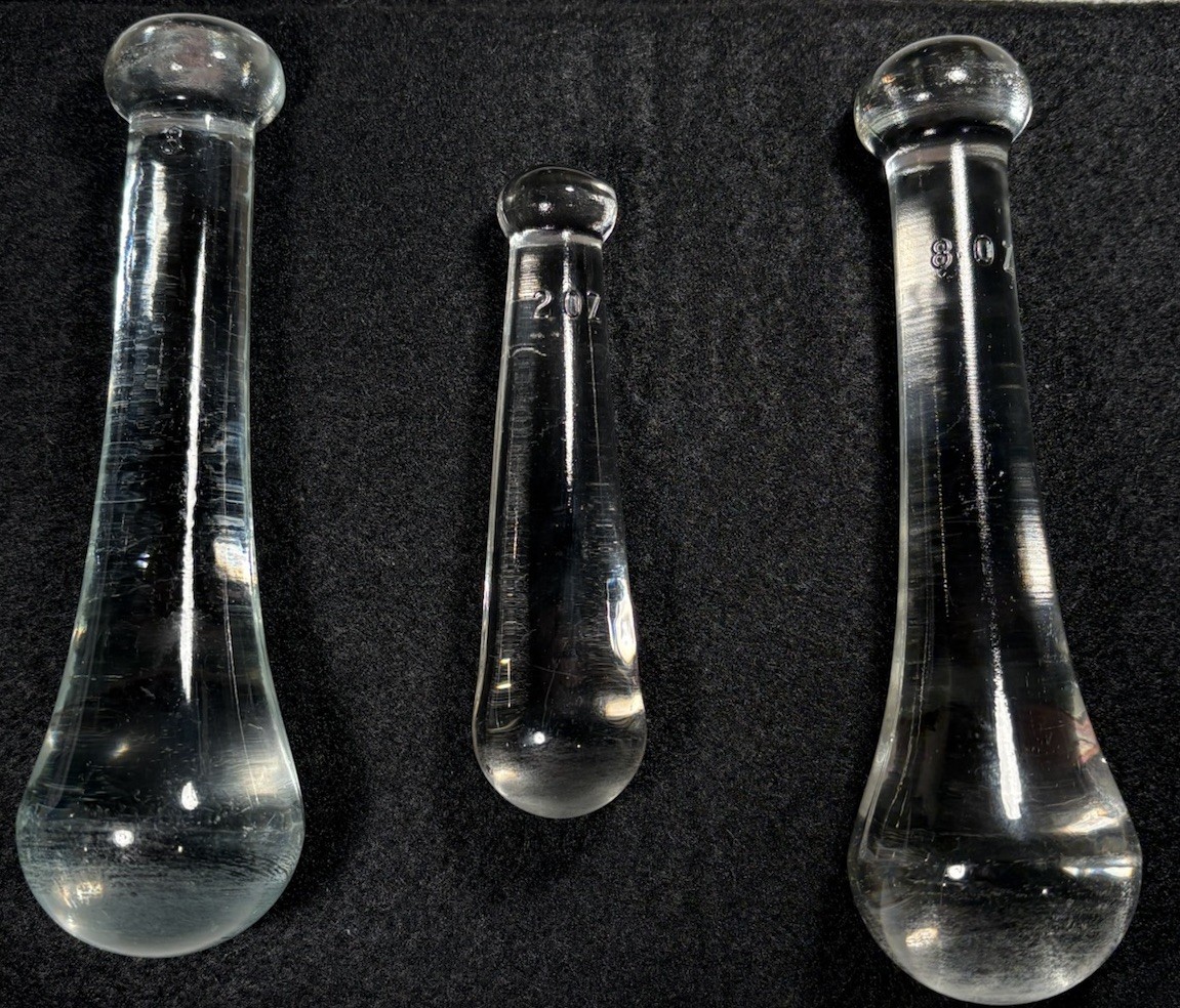 Pharmacy Pestles Clear Glass(Lot Of 3) 2-8 oz & 1-2 oz Excellent Used Condition