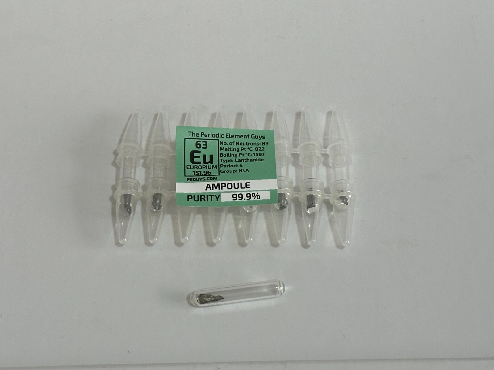 8 x Europium Metal 99.9% un-oxidized Argon Ampoules WHOLESALE Periodic Elements