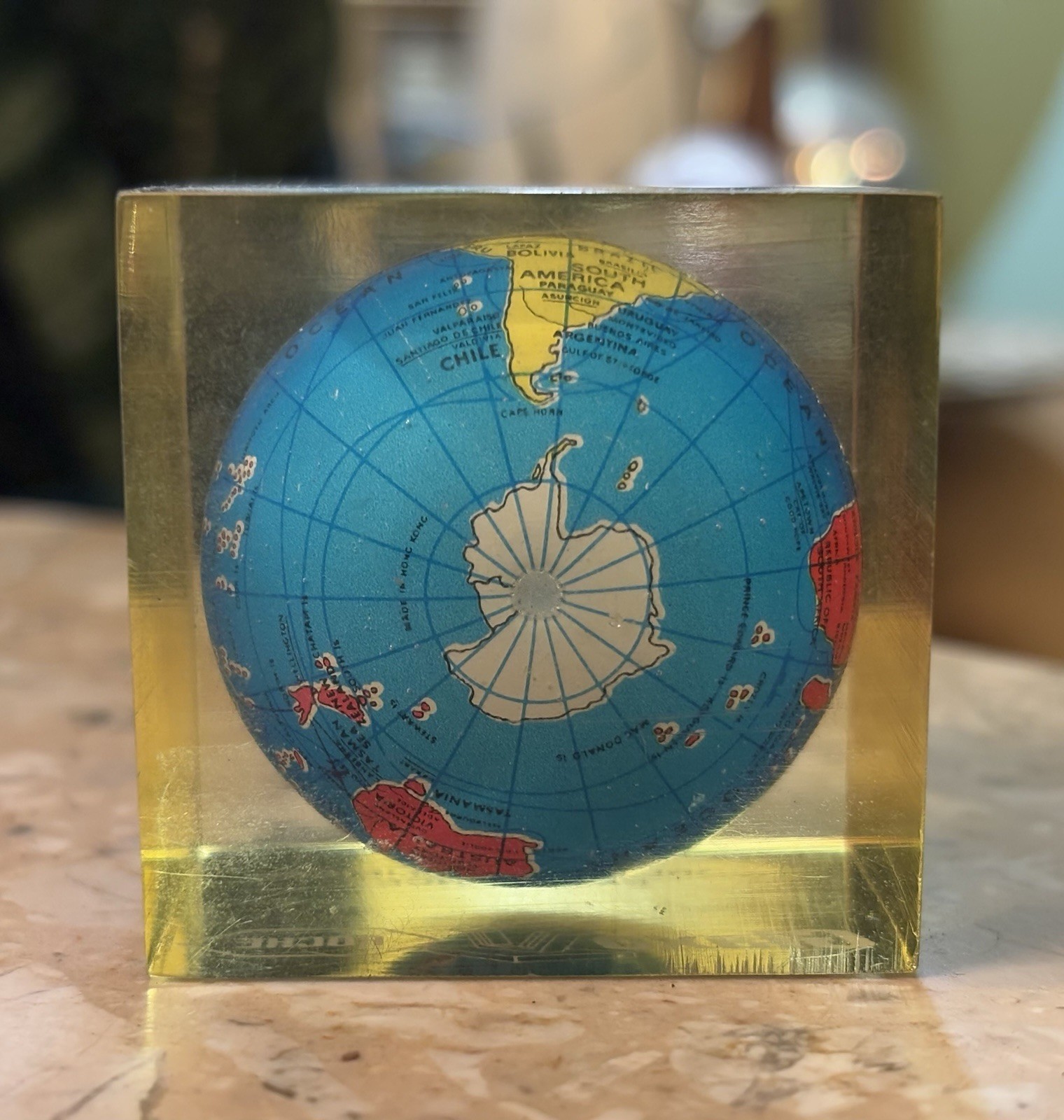 Vintage Zantac Glaxo Roche Pharmaceutical Acrylic Globe Paperweight
