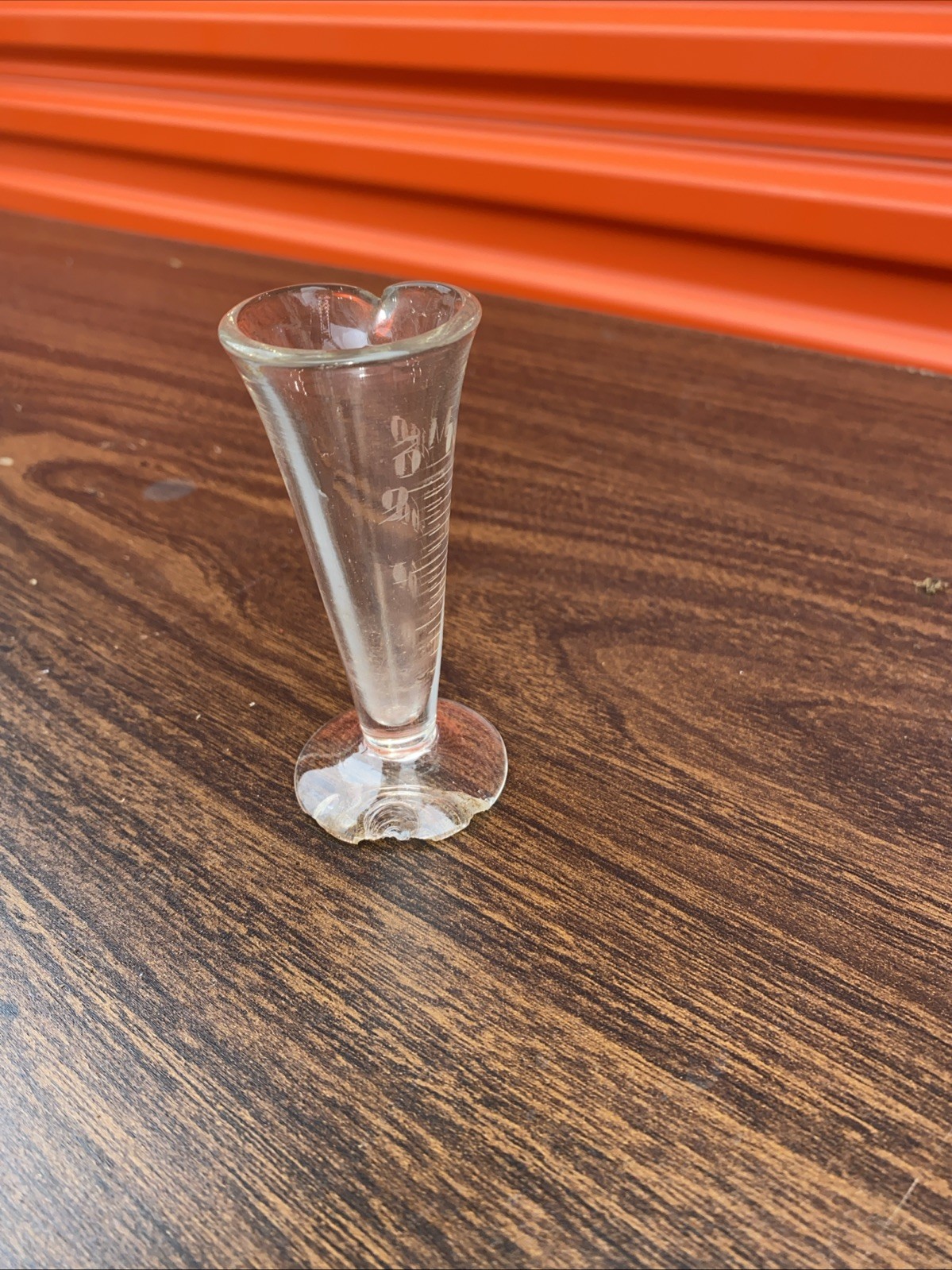 Victorian Glass Apothecary Measuring Beaker with Etched Markings Glass Spoon
