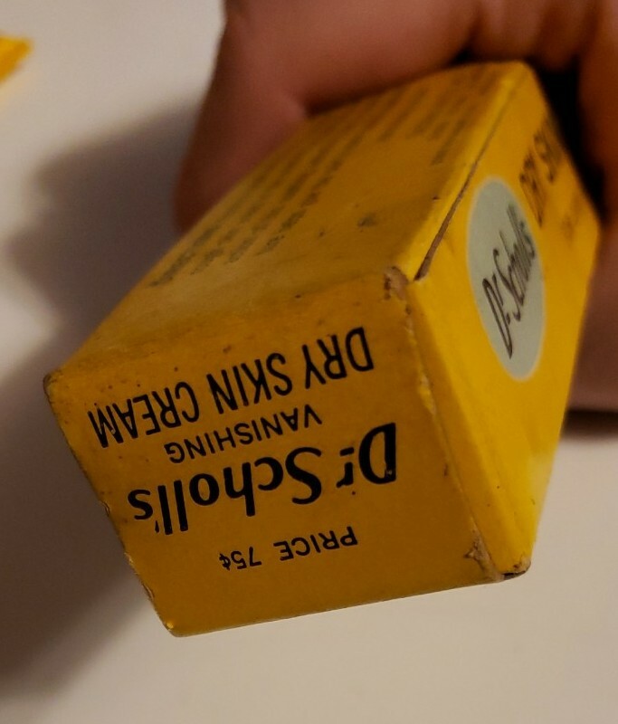 1963!! Dr. Scholls’s Dry Skin Cream Advertisement Box Vintage USA Retro Antique