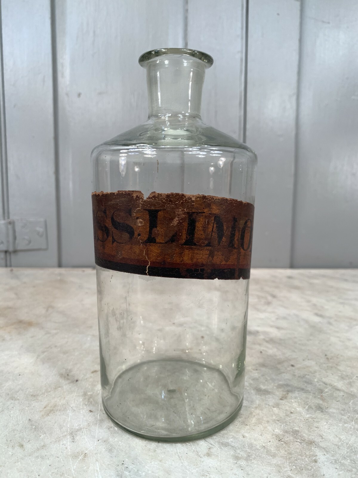 Antique scientific pharmacists jar with original label but no stopper