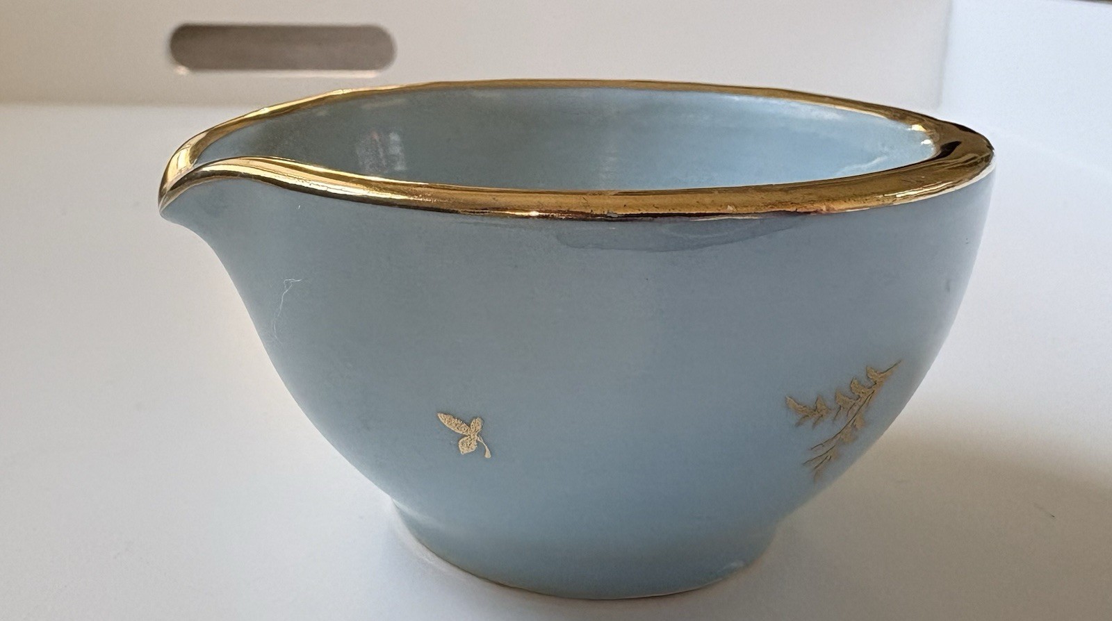 VTG Limoges Pharmacy Apothecary Mortar blue & gold 1954 Halifax MT Nicolas CPhA