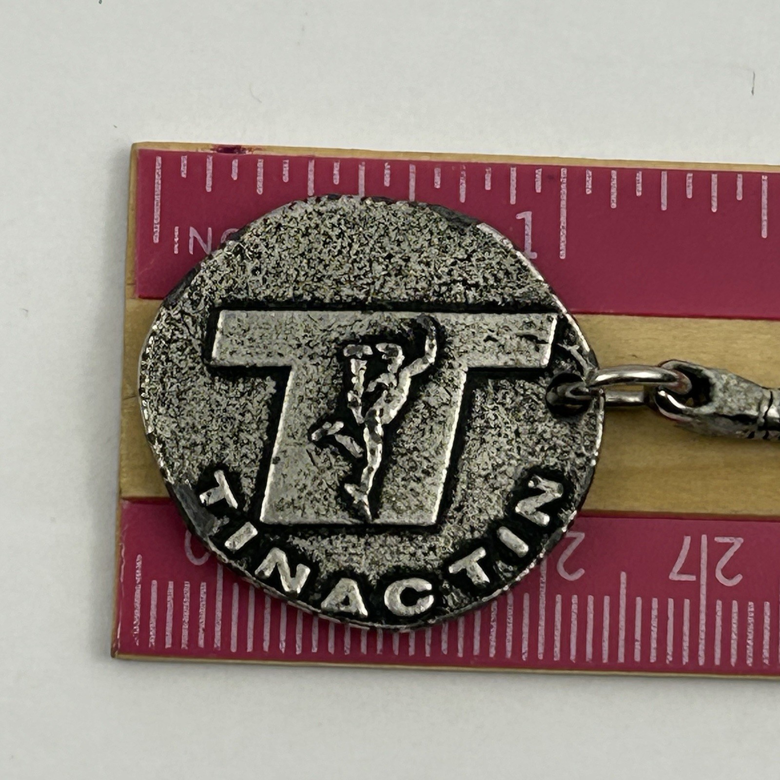 Vintage Tinactin Pharmaceutical Advertising Token Keychain – Wrestler Athlete