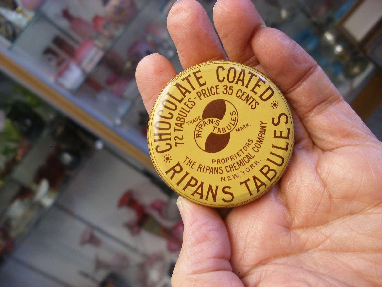 Vtg Medical Remedy Pharmacy Quack Cure – Chocolate Coated Ripans Tabules Tin