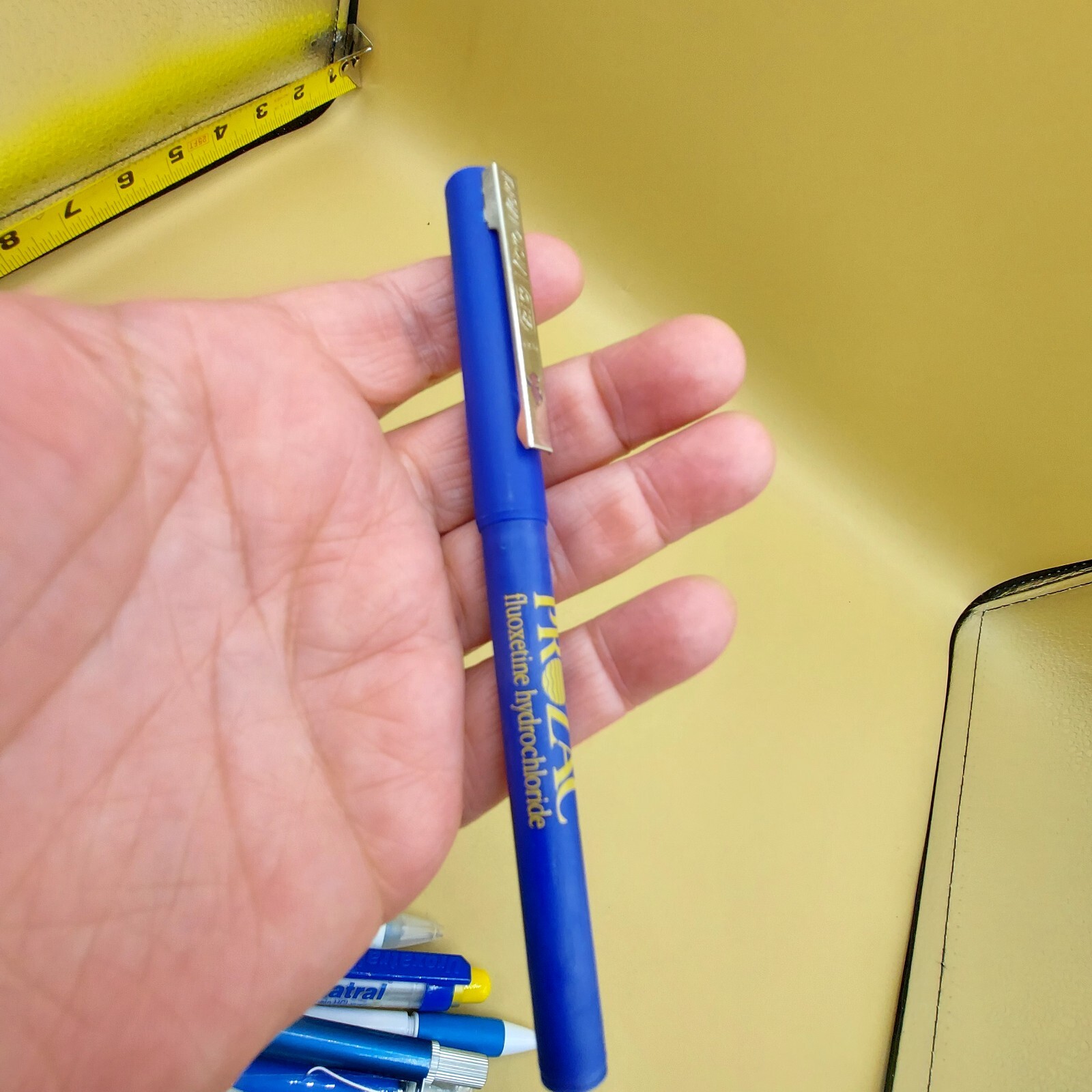 Vintage working Pharmaceutical Drug Rep PROZAC Bic blue/gold pen