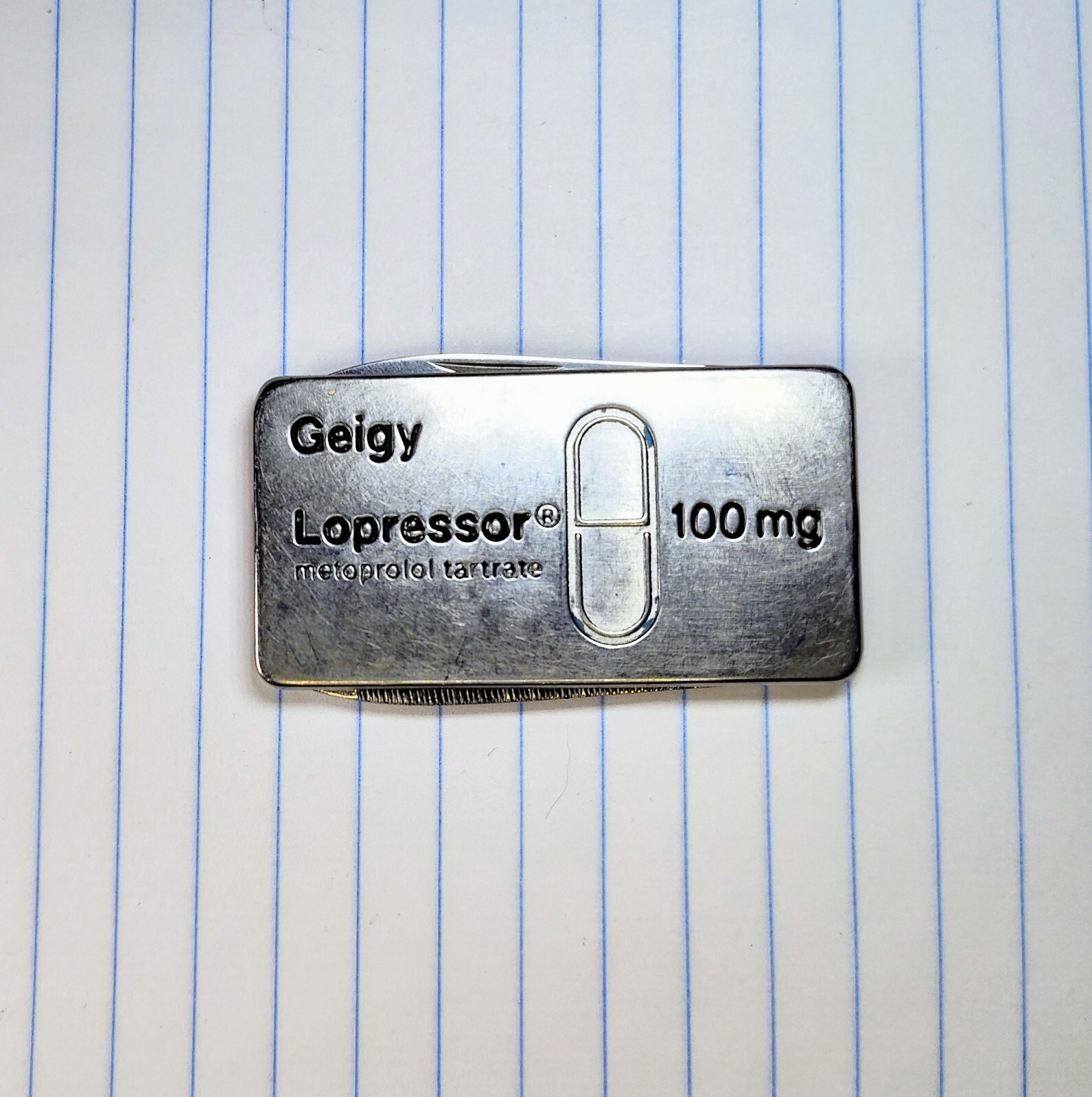 Vintage Imperial Pocket Knife Advertising Geigy Lopressor Pharmaceutical Drugs 