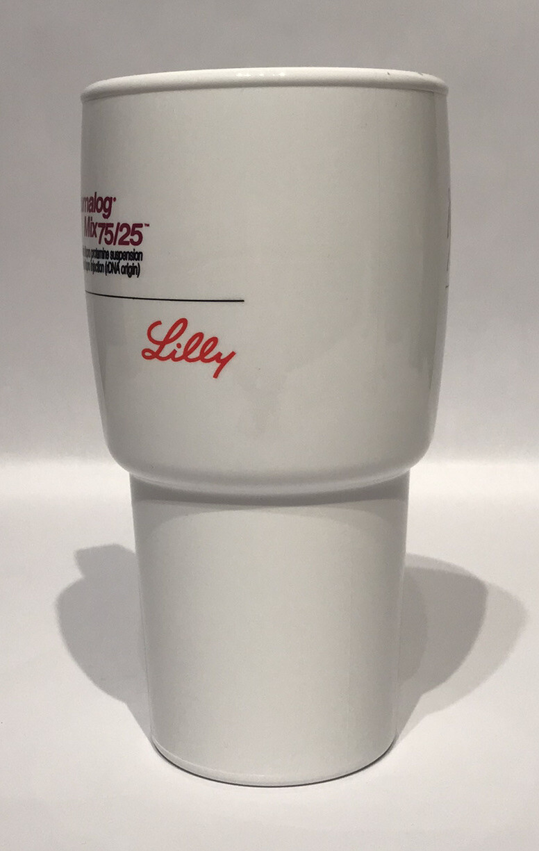 Humalog Mix Travel Coffee Tea Mug Cup Drug Rep Pharmaceutical Promo 14 fl oz.