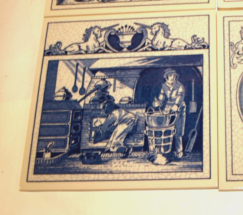 BURROUGHS WELLCOME BLUE DELFT HOMEMADE HOLLAND PHARMACY PILL TILE LOT OF 6, EXC