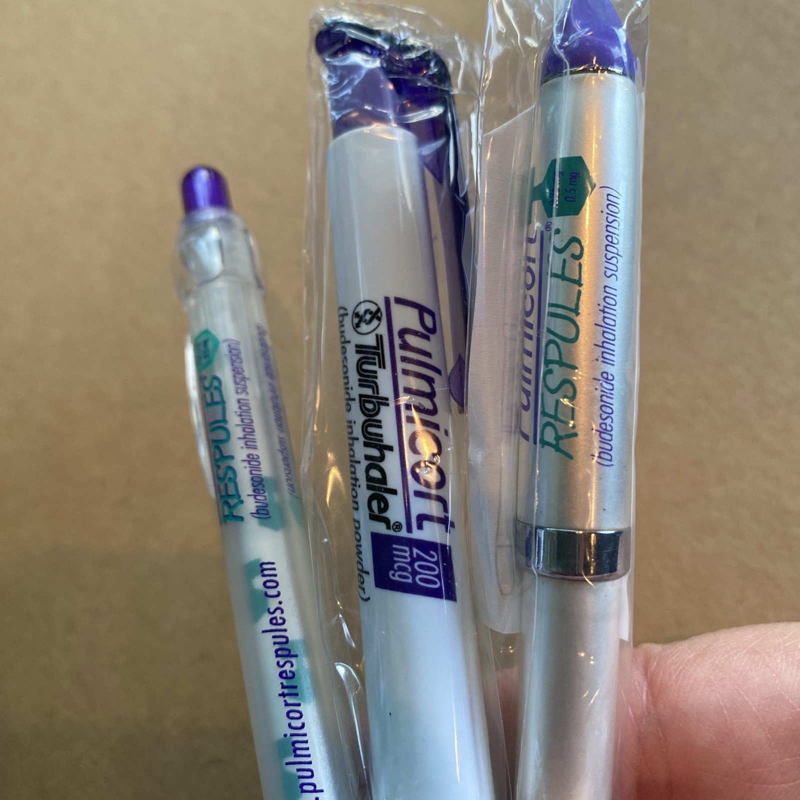 Drug Rep Pharmaceutical Stapler & Pens RARE Pulmicort New Box Advertising Purple