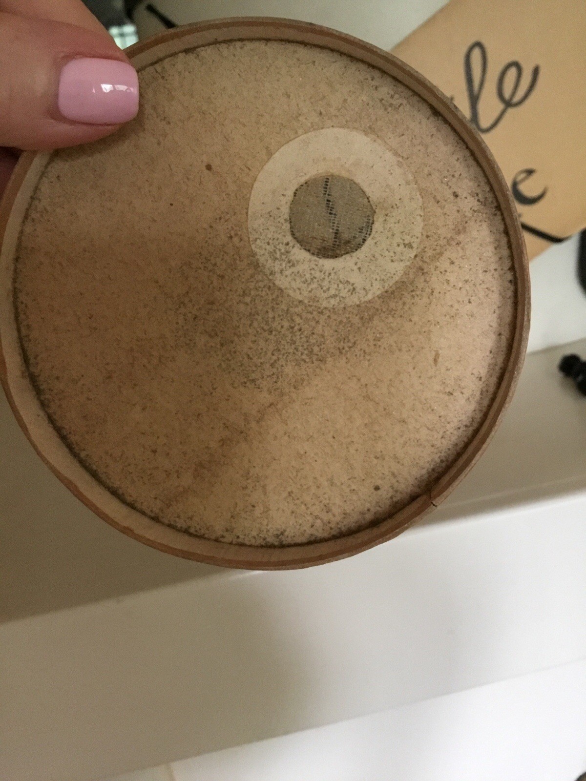 Vintage FRENCH Pharmacie Round Cardboard Container Red Silk Thirsty Worm Seeds!!