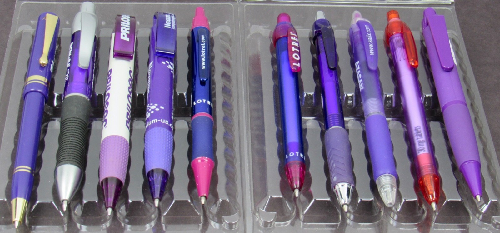 Drug Rep Lot 10 PENS Shades of Purple Pharmaceutical Promo Medical Advertising