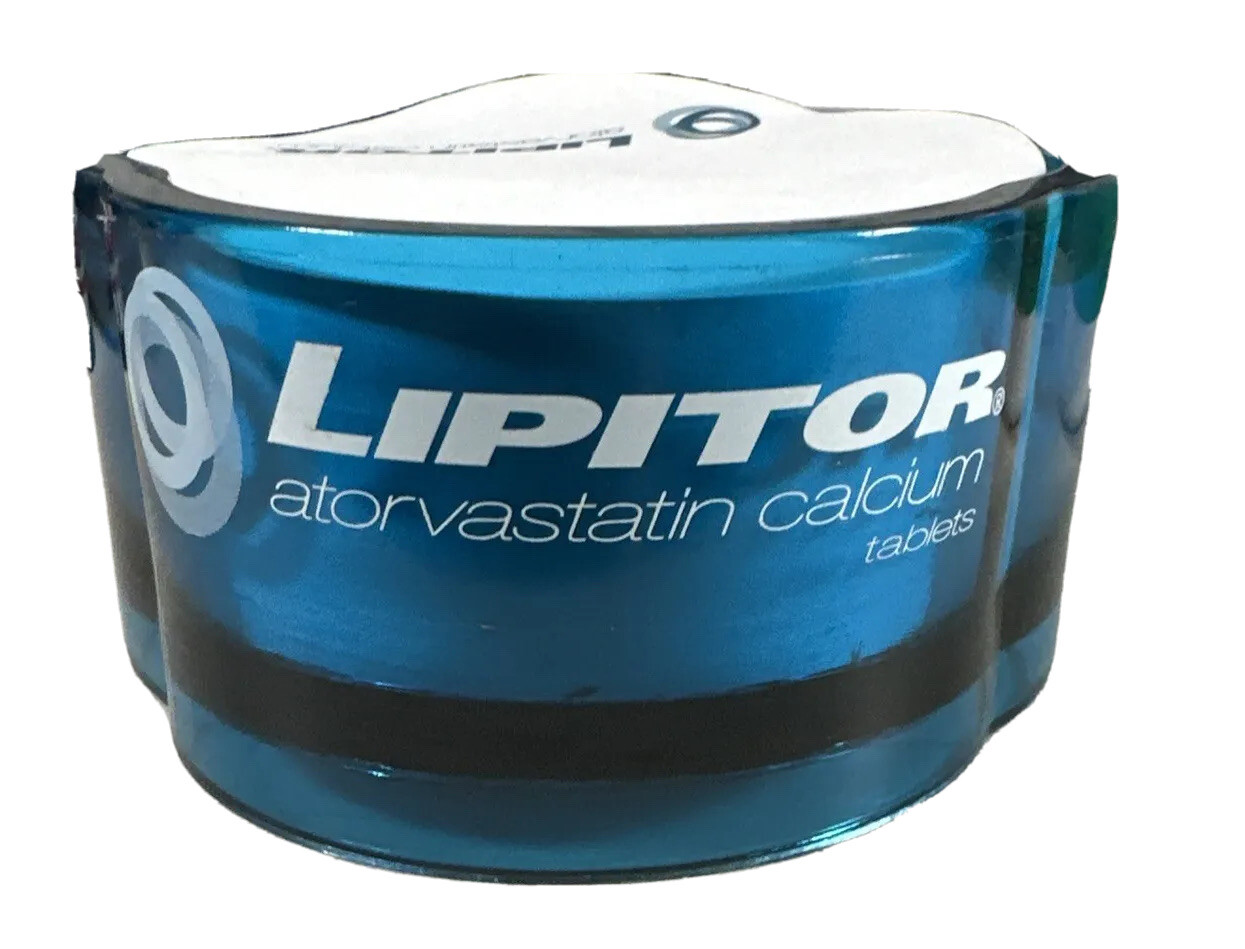 LIPITOR DESKTOP NOTE PAD BLUE ACRYLIC HOLDER Pharmaceutical Drug Rep