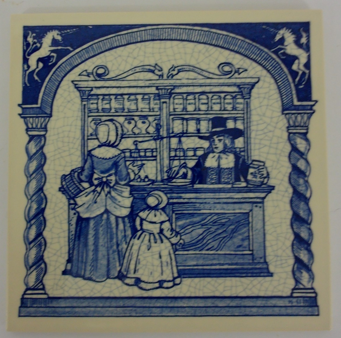 Burroughts Wellcome Co Delft Holland Blue & White Pharmacy Pill Tile 1988 #16