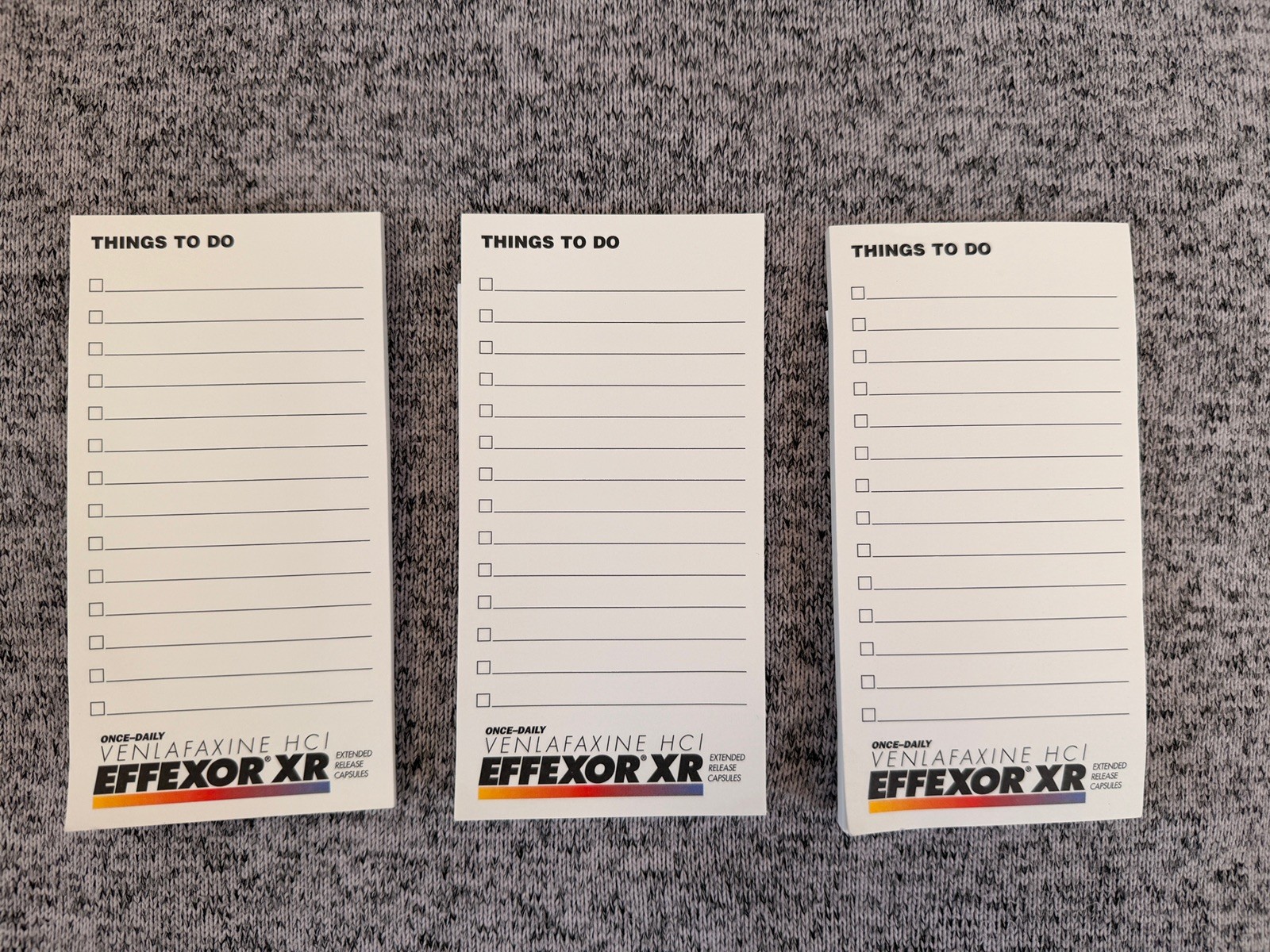 Effexor XR Pharmaceutical Lot of 3 To Do List Notepads Advertising Drug Rep