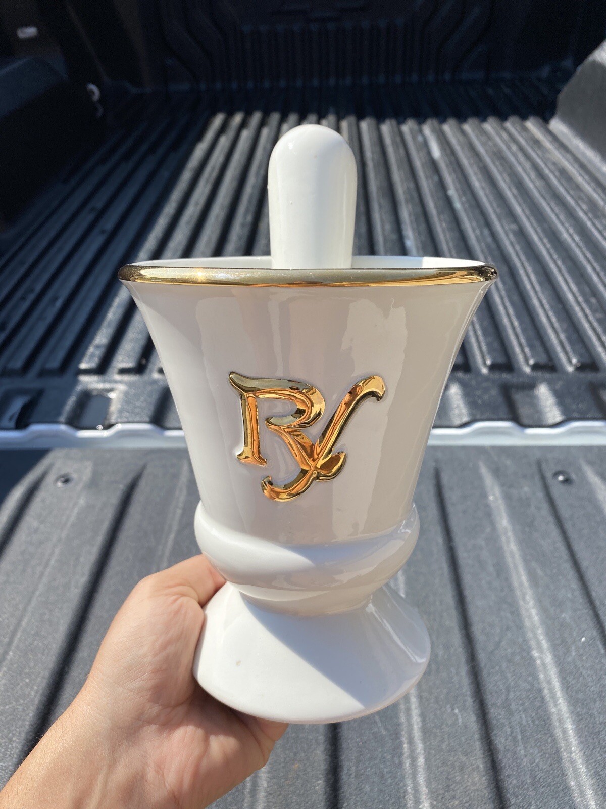 RARE Vintage Owens Illinois RX Porcelain Pharmacy Apothecary Mortar & Pestle Set