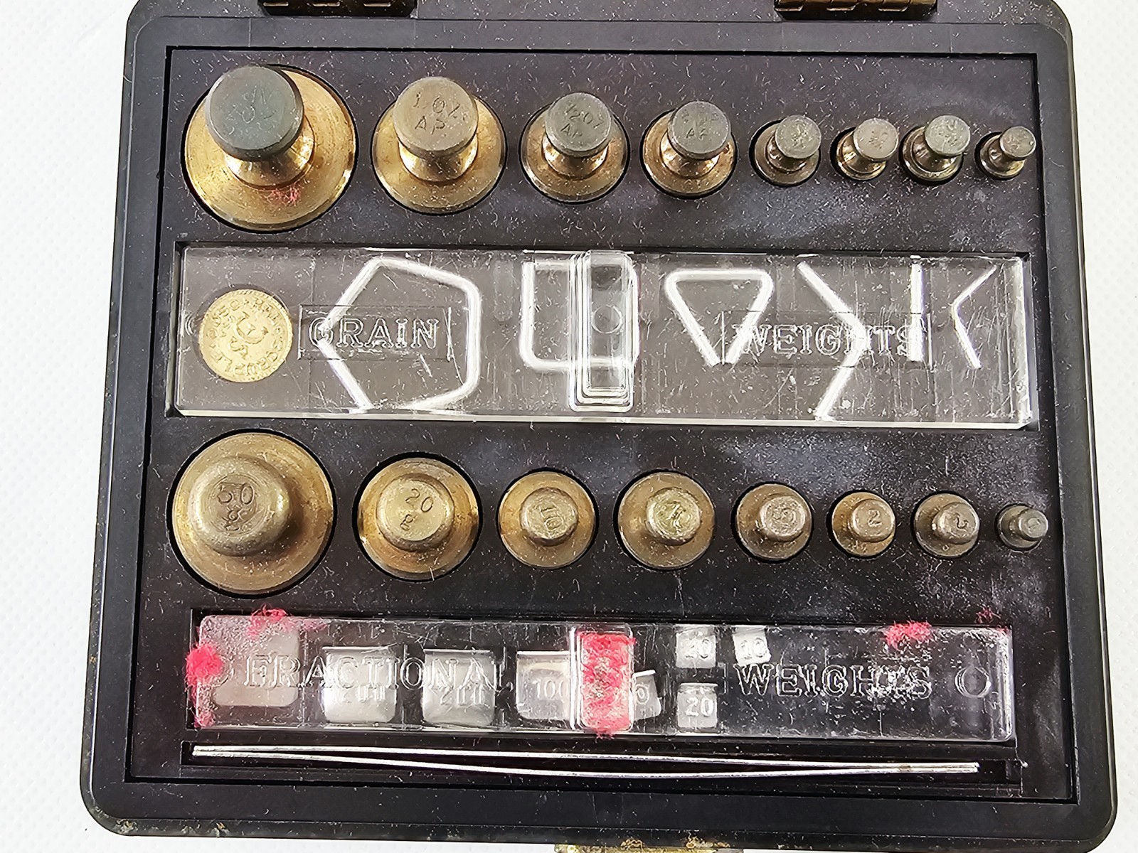 Bristol Myers Set of Pharmacutical Brass Weights in Original Box Vtg READ