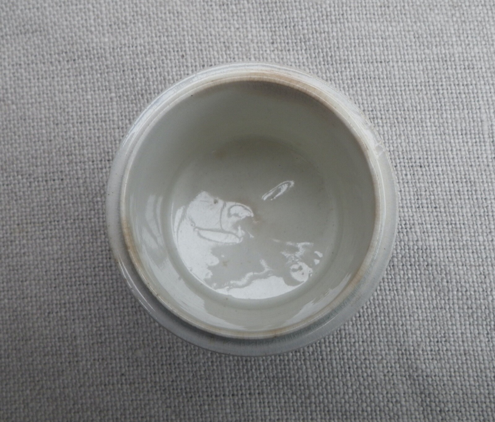 Collection of Small Blue Slip-Decorated Ceramic Apothecary Jars with Lids