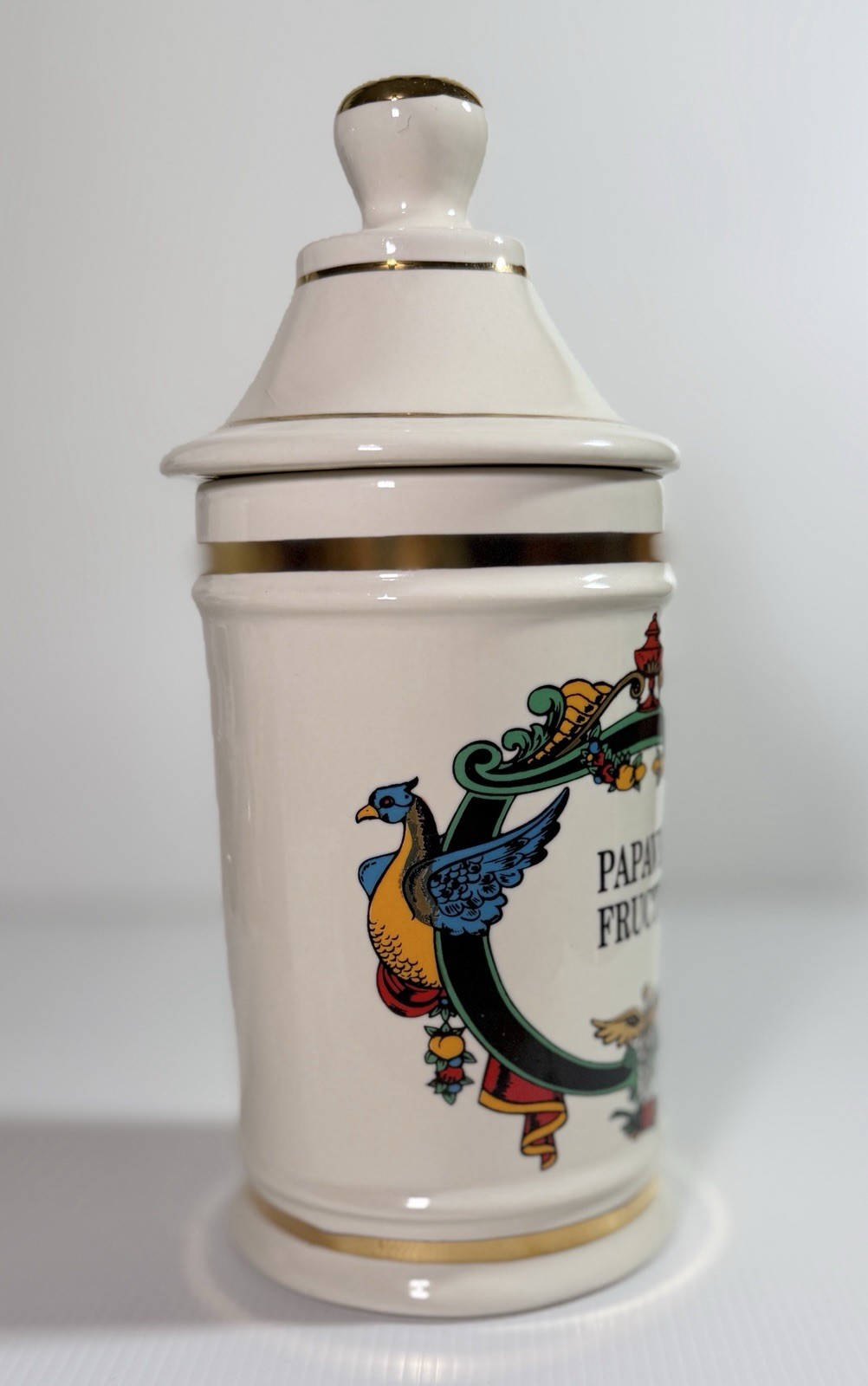 VTG PAPAVER FRUCTUS (Poppy Fruit) Apothecary Jar Pharma Craft Ceramic EUC