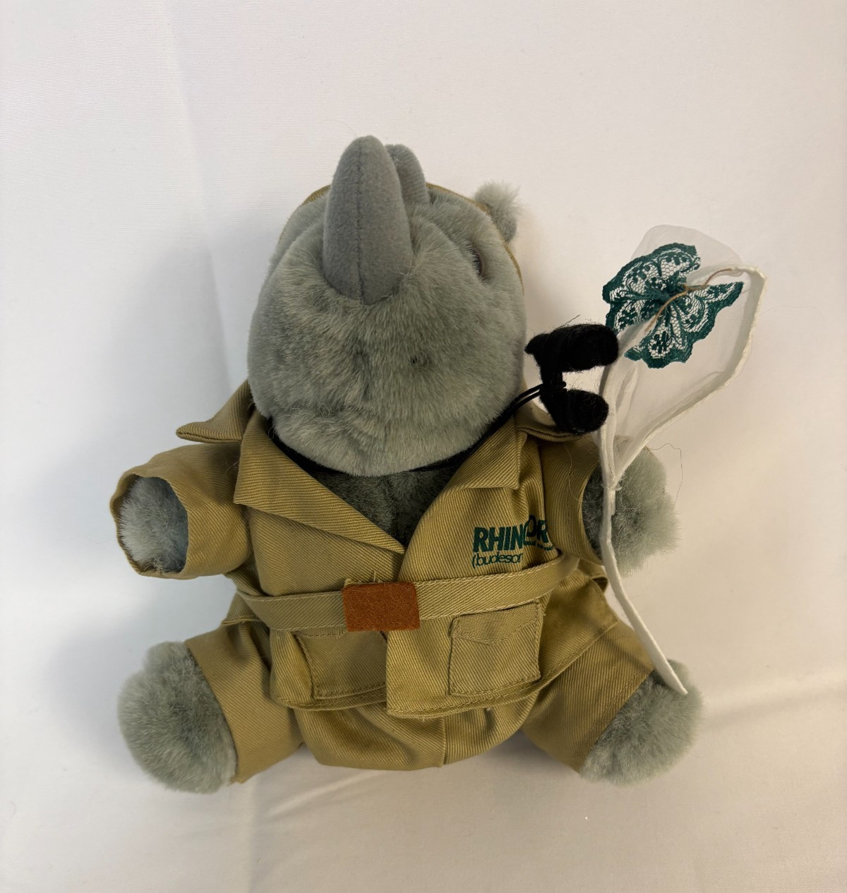 Vintage Rhinocort Nasal Spray Pharmaceutical Rhino Plush Butterfly Catcher