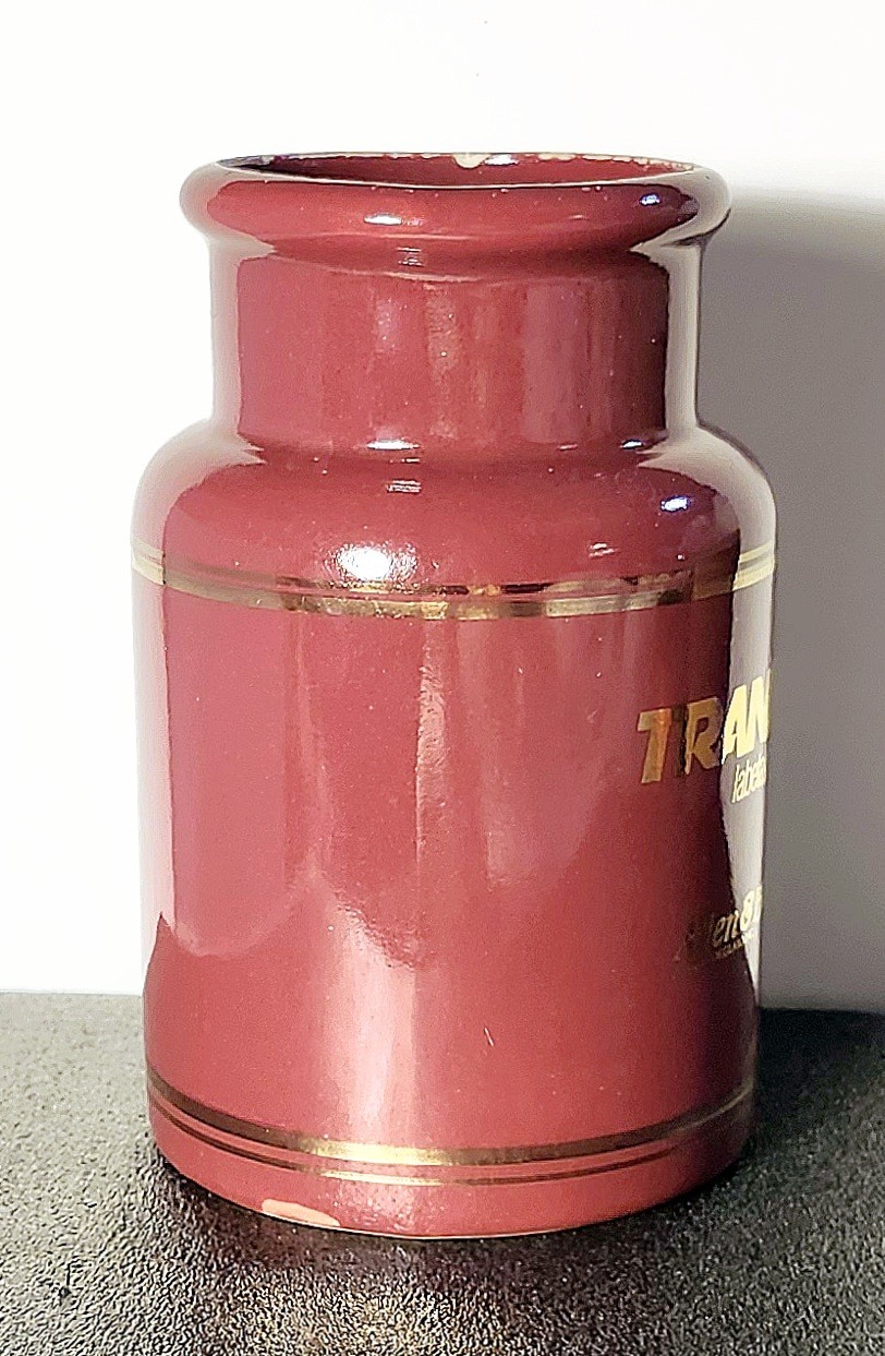Vintage Pharmaceutical Advertisement Container “TRANDATE” – Glaxo- Burgundy Gold