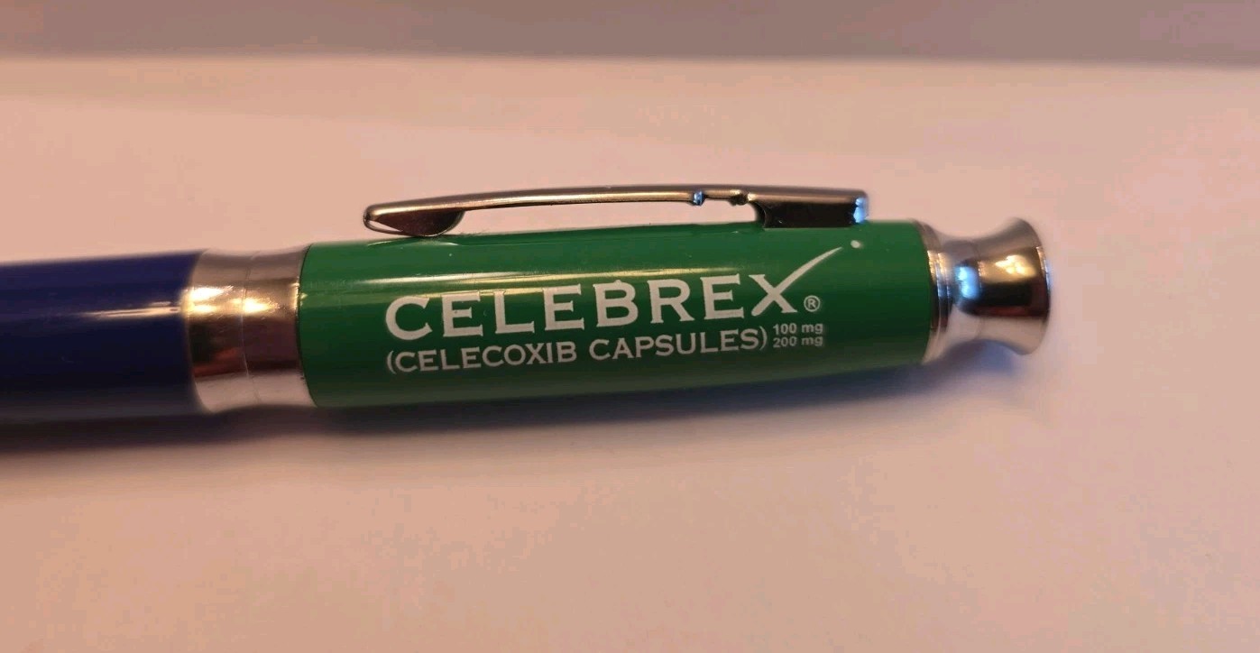 CELEBREX Pen Heavy Metal Pharmaceutical Rep Promo Blue Green Medical WRITES