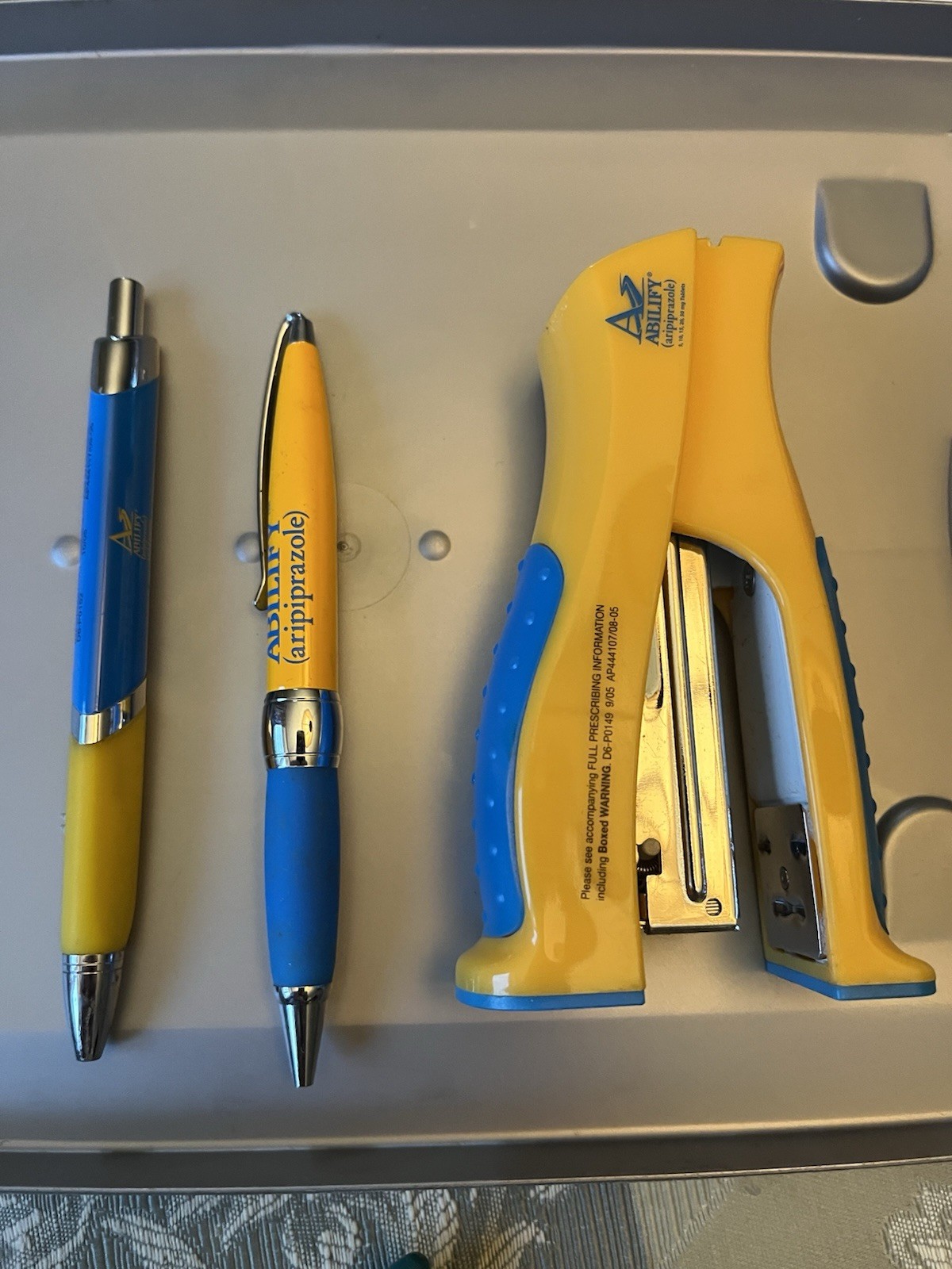 Pharmaceutical Promotional Metal Pens 2 and Stapler 1 Used Good Condition