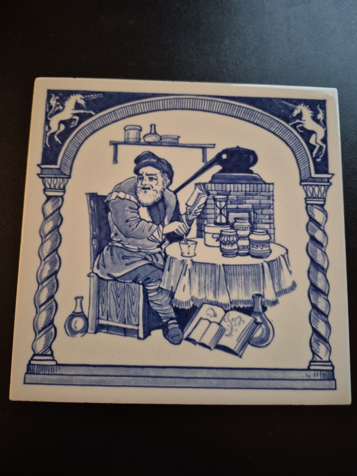 Vintage 1984 Delft Holland Blue Hand Painted Porcelain Tiles 6×6 – Set of 10