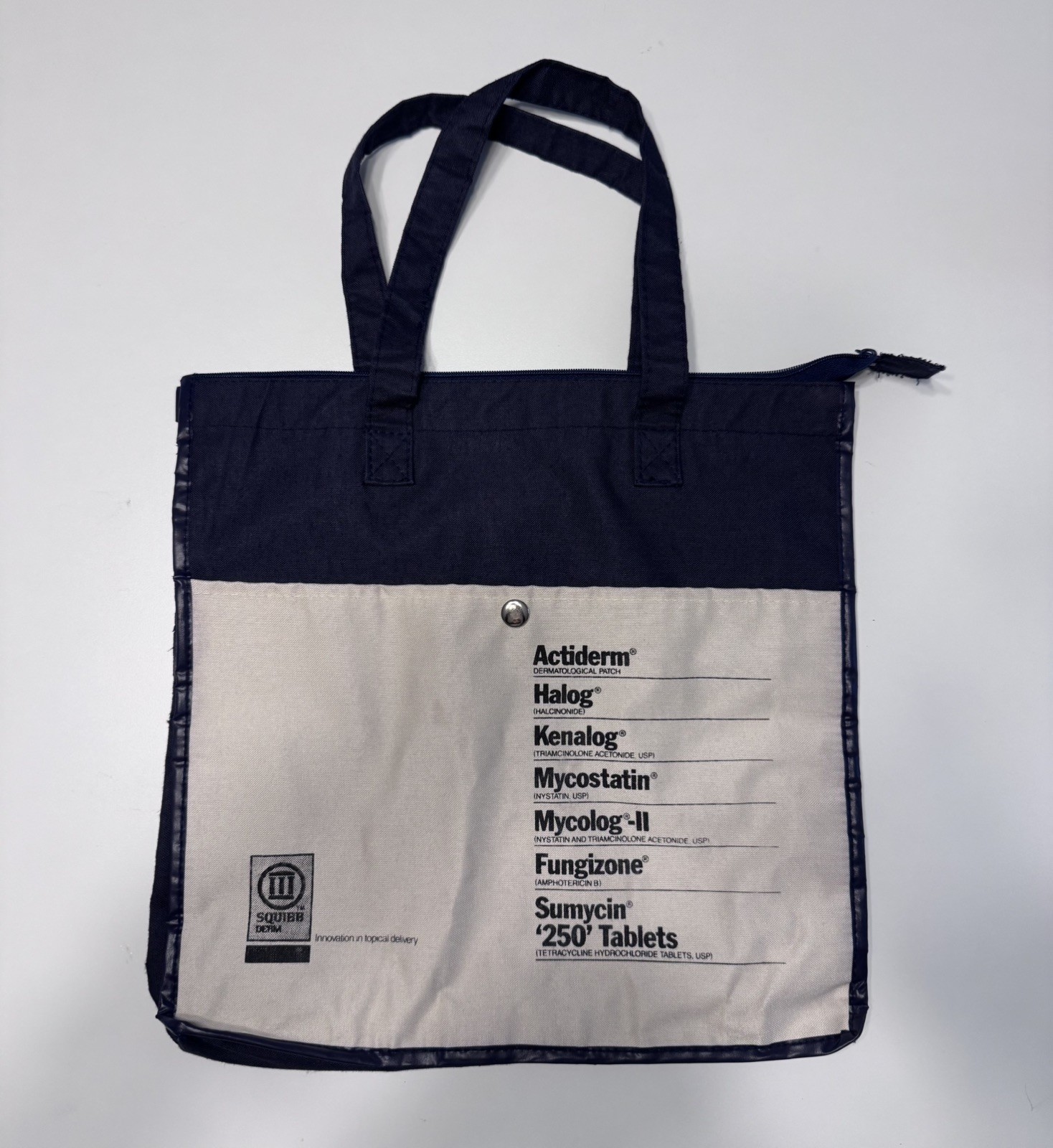 Pharmacy Rep Squibb Derm Vintage Tote Bag Promo Pharma Advertising CLEAN