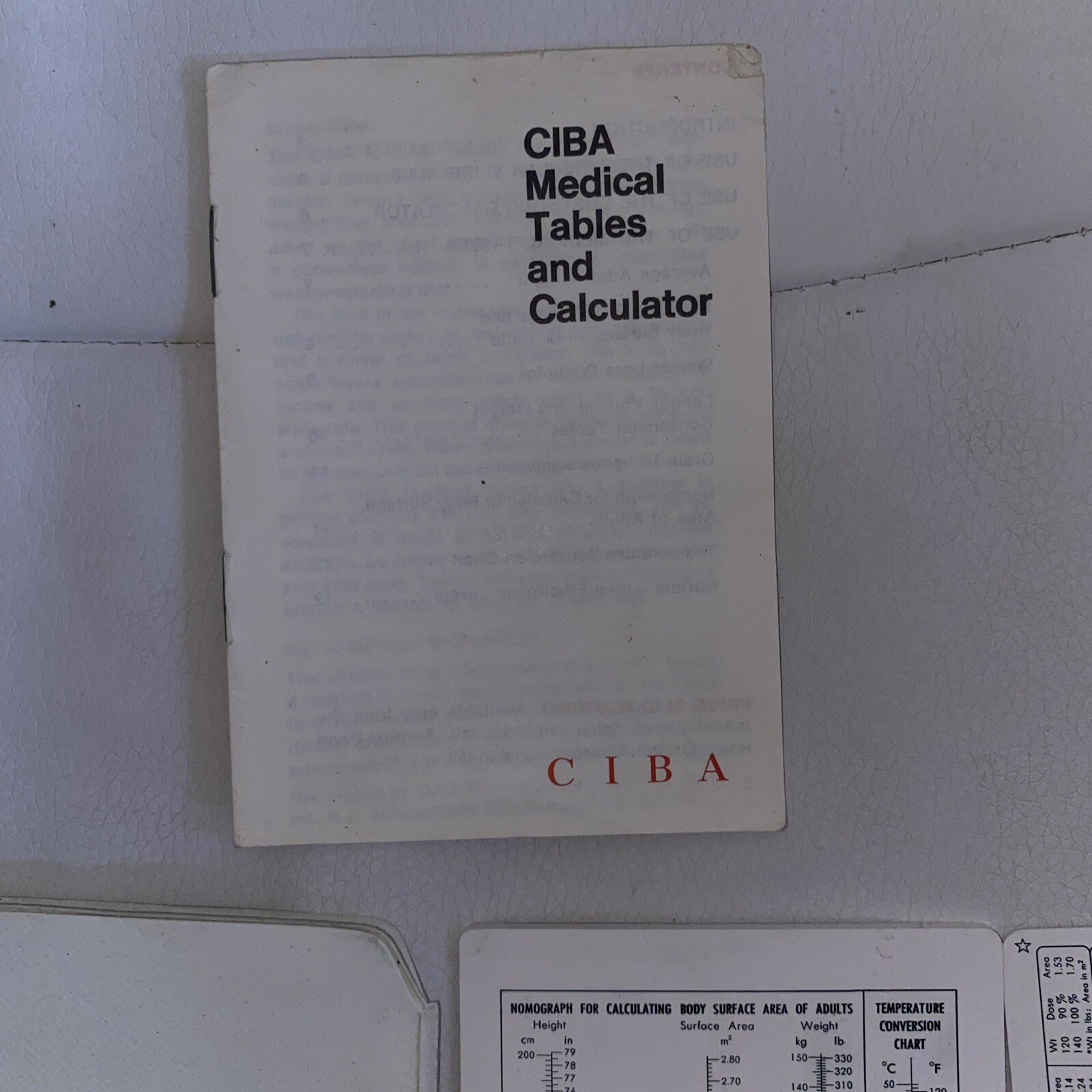 Vintage Ciba Pocket Size Medical Tables & Calculator With Guide