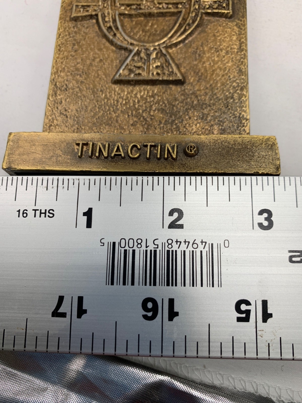 Vintage 1978 Tinactin Secundum Artem Bronze Plaque Paperweight Engraved Relief