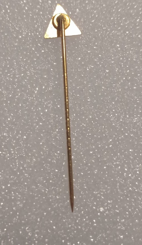 SANDOZ Pharmaceutical small vintage triangle stick pin badge LSD Albert Hofmann