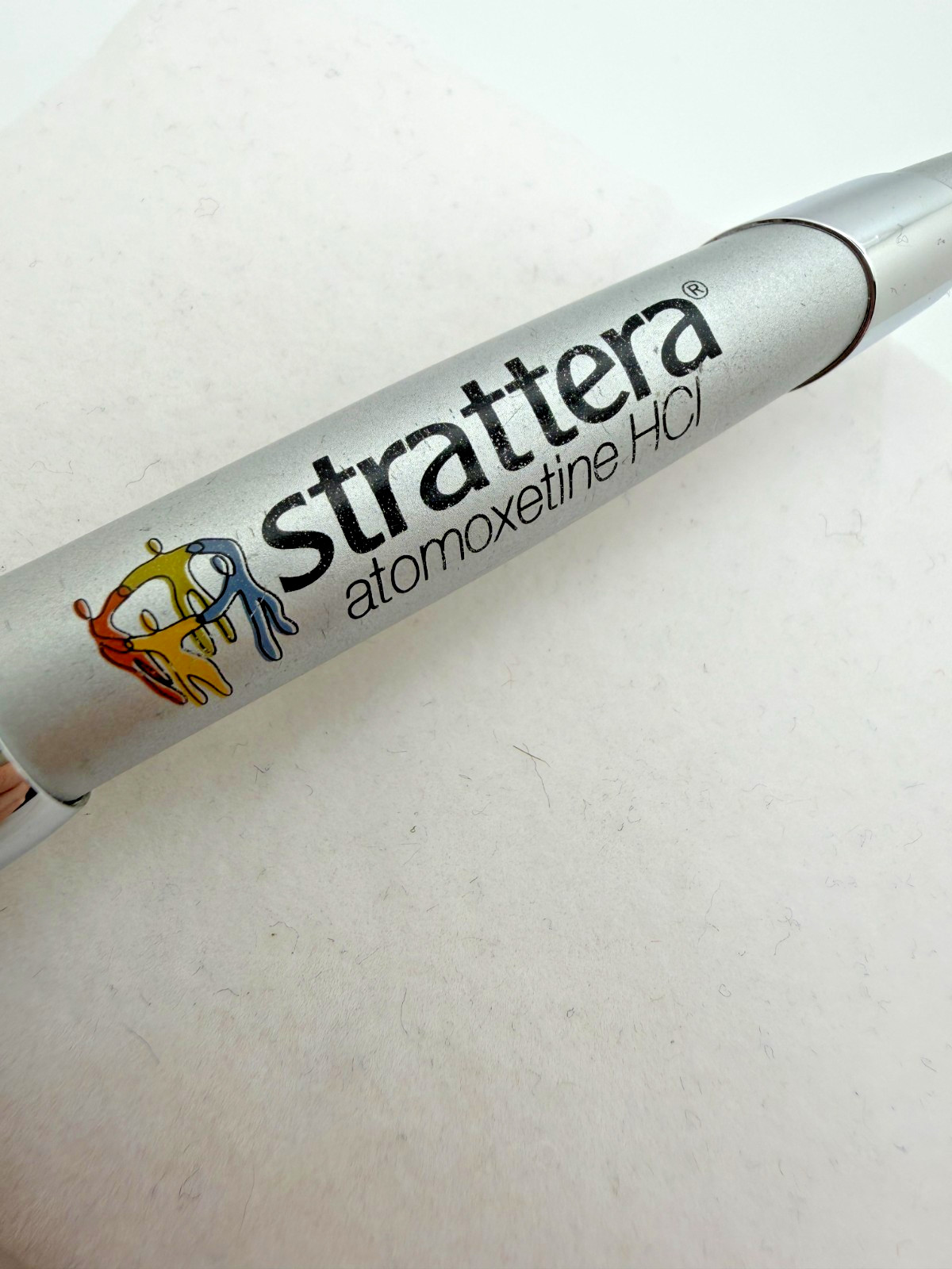 Strattera Atomoxetine HCl Pharma Metal Pen Tested & Working Silver Blue RARE