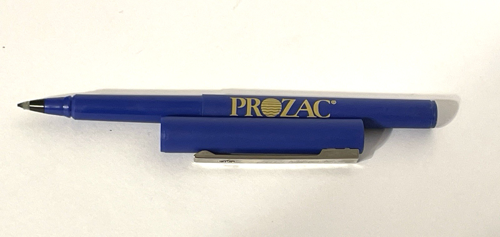 Pharmaceutical Drug Ink Rep Vintage Pen Prozac Collectible Yellow & Blue