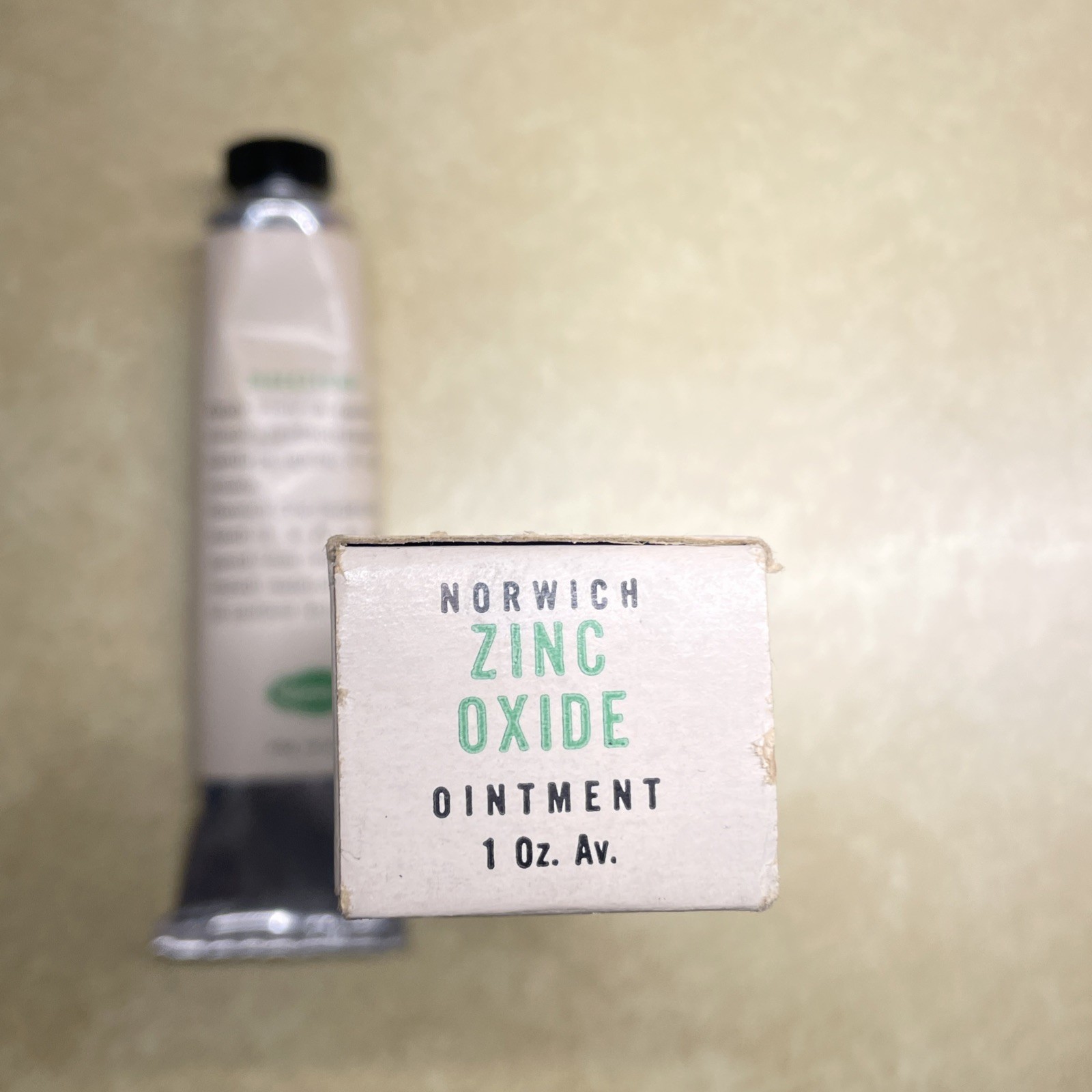 Vintage Norwich Zinc Oxide Ointment 1.0 Oz Av “ Norwich Makers Of UGUENTINE” New
