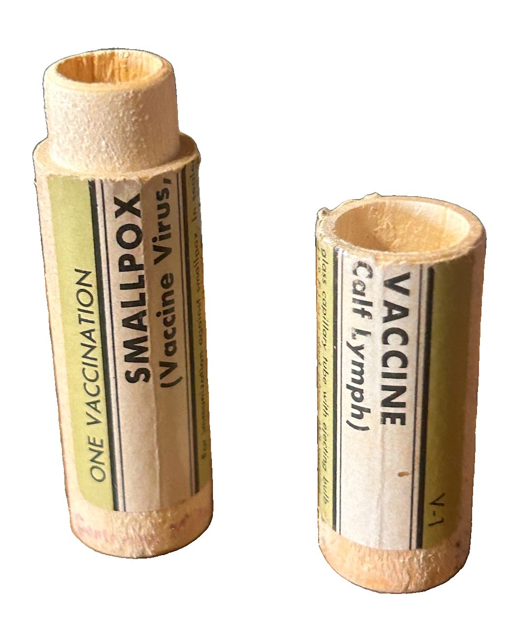 Vtg Small Pox Vaccine Wooden Vial Tube By Eli Lilly Dec 30 1957