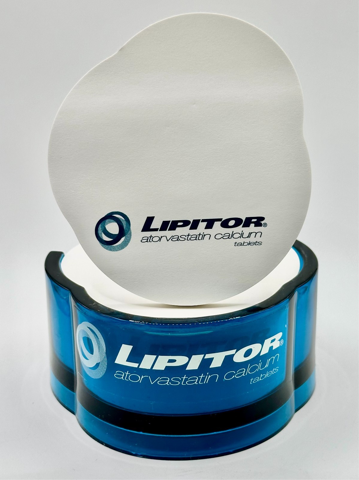 Vintage Lipitor Drug Rep Sticky Note Pad & Blue Acrylic Holder