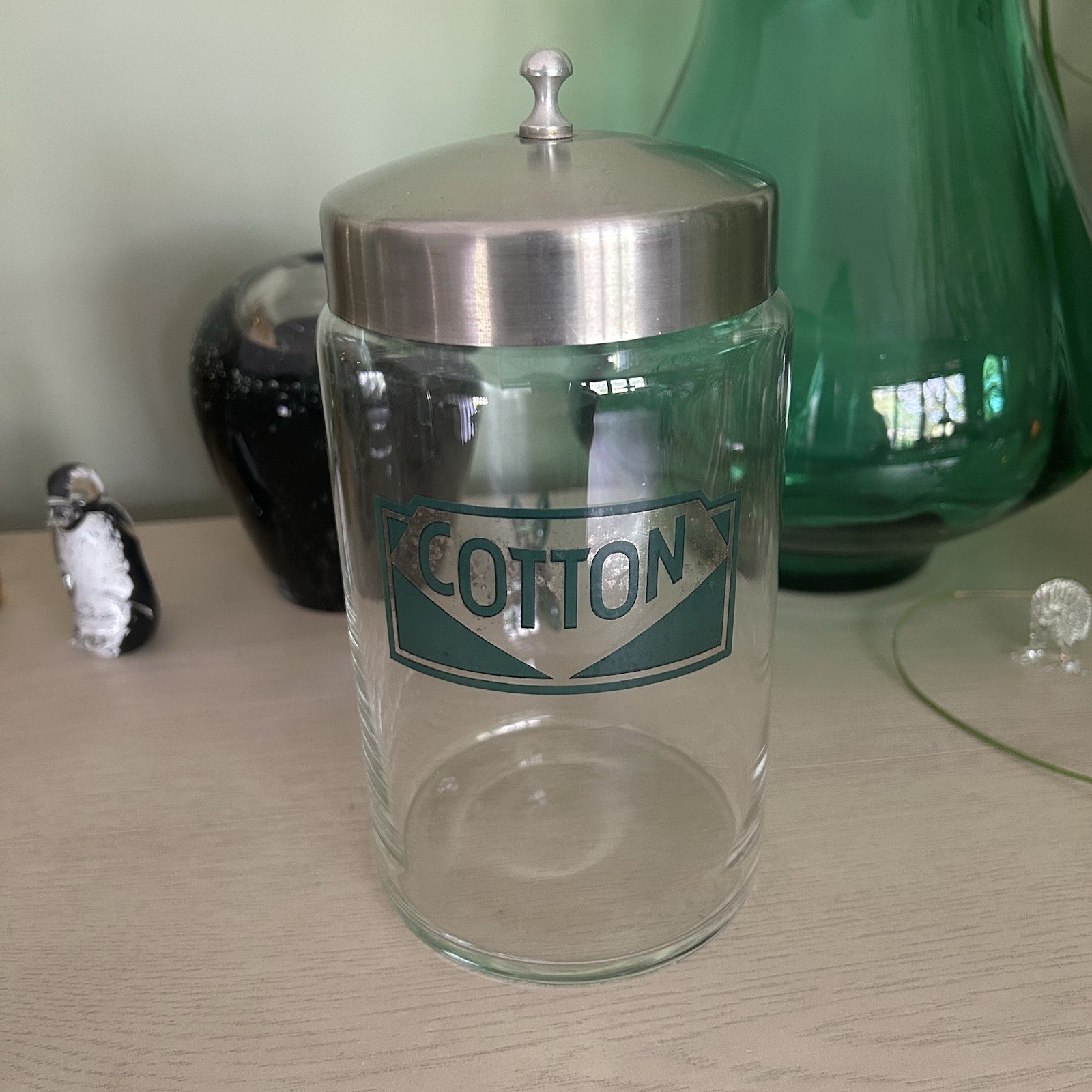 VTG Profex Medical Office Apothecary Jar w/ Lid Art Deco Cotton