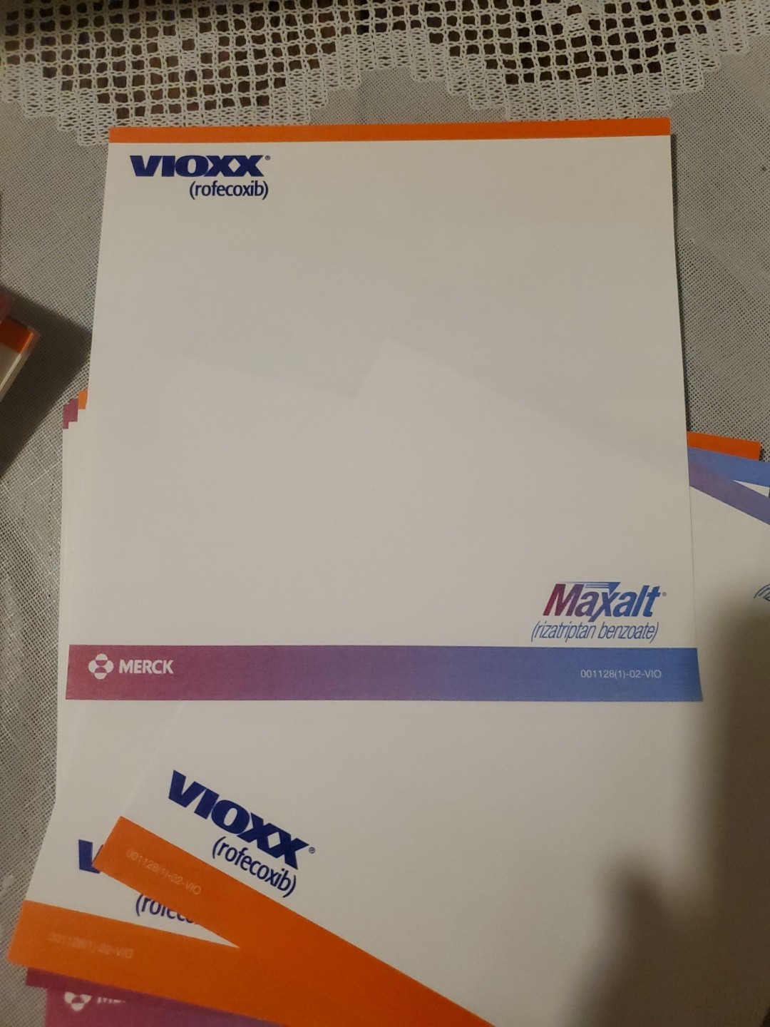 VTG Vioxx Maxalt Dual Brand Notepad Sheets Merck Drug Rep Ephemera Rare
