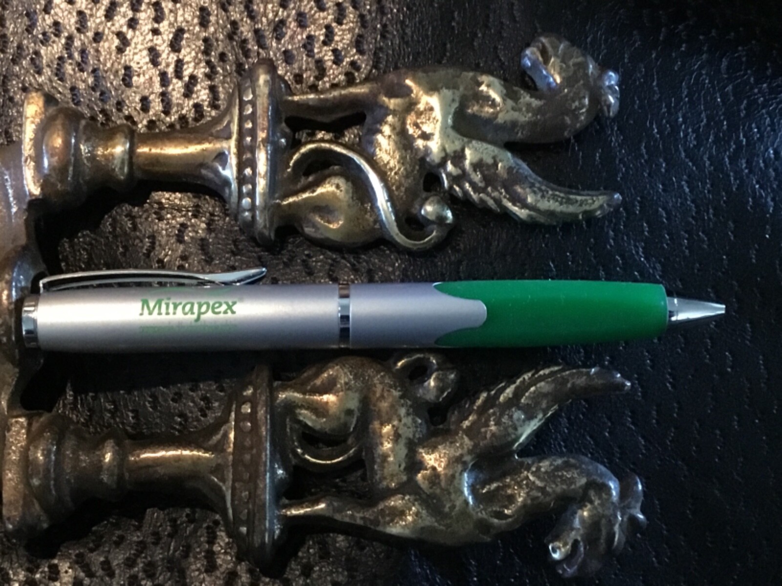 Mirapex Heavy Metal Drug Rep Pharmaceutical Silver Green Twist Pen New